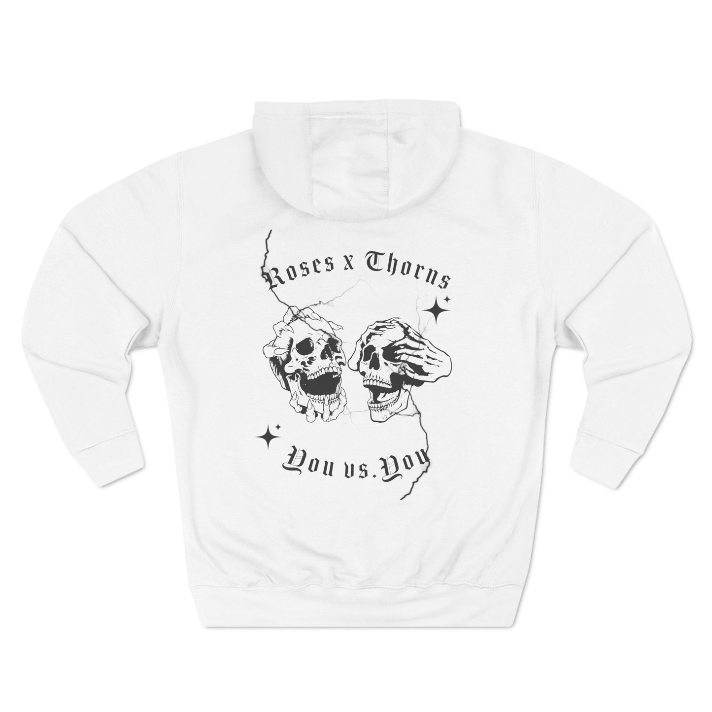 Twin Skulls Roses x Thorns Three-Panel Fleece Hoodie