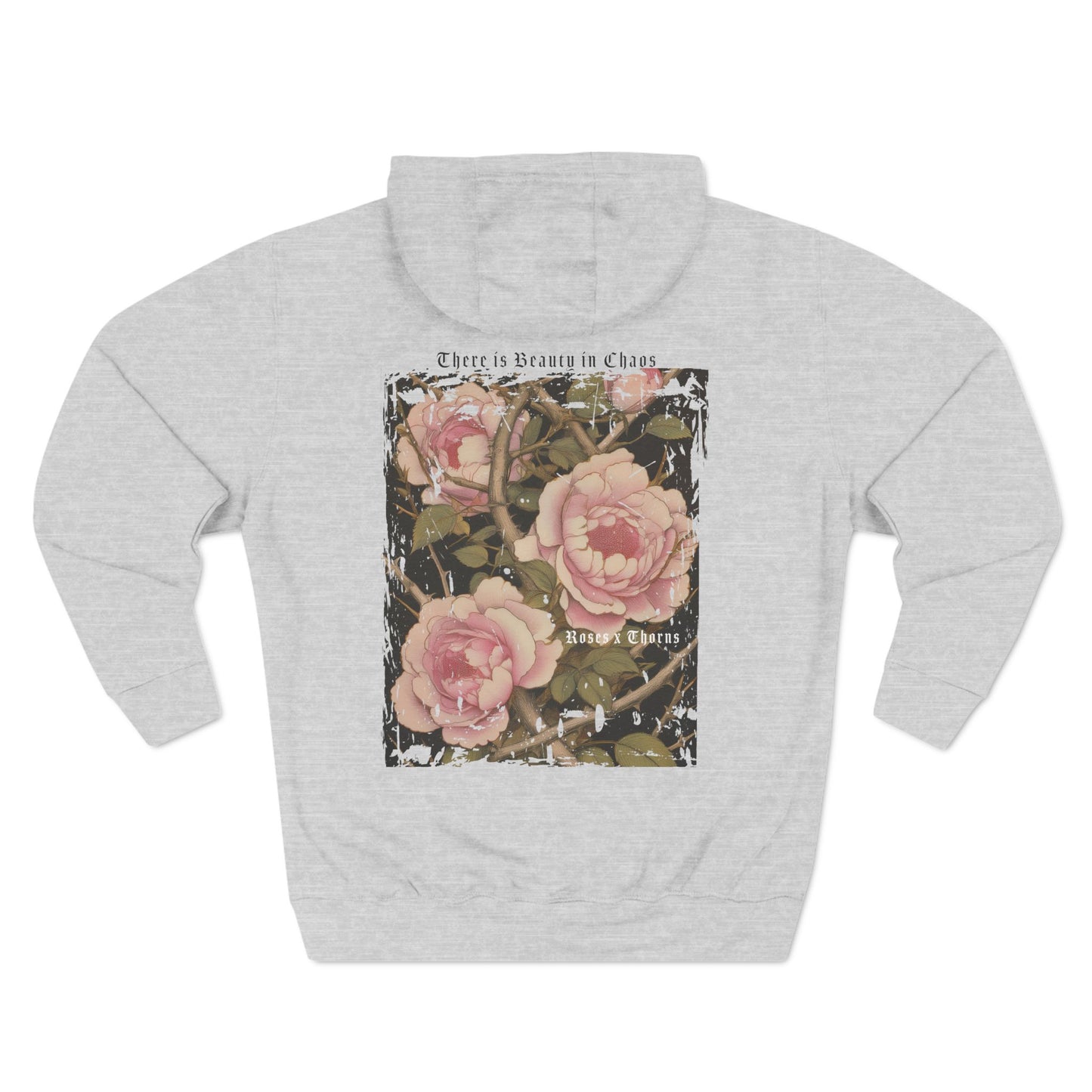 Distressed Pink Roses x Thorns x Japanese Style Fleece Hoodie