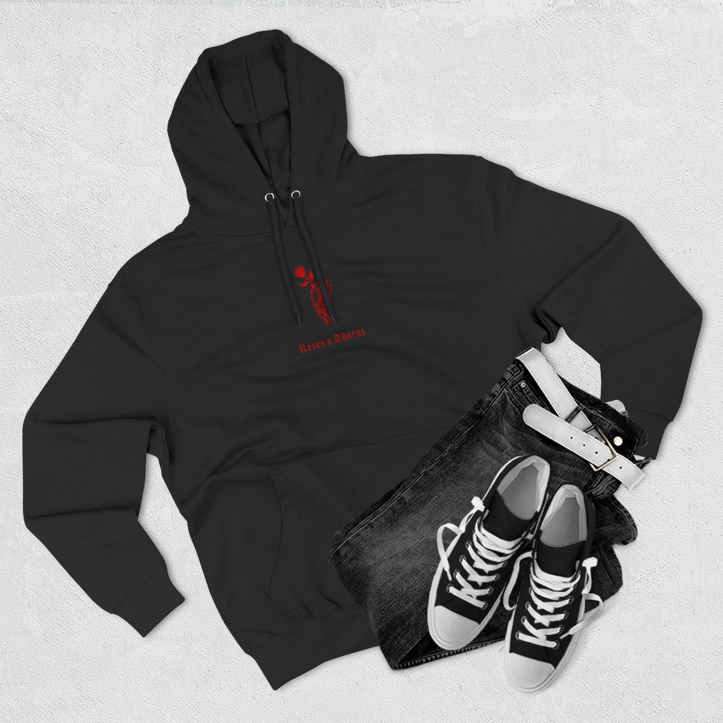 Seeing Red Single Hand Rose x Thornsl Fleece Hoodie