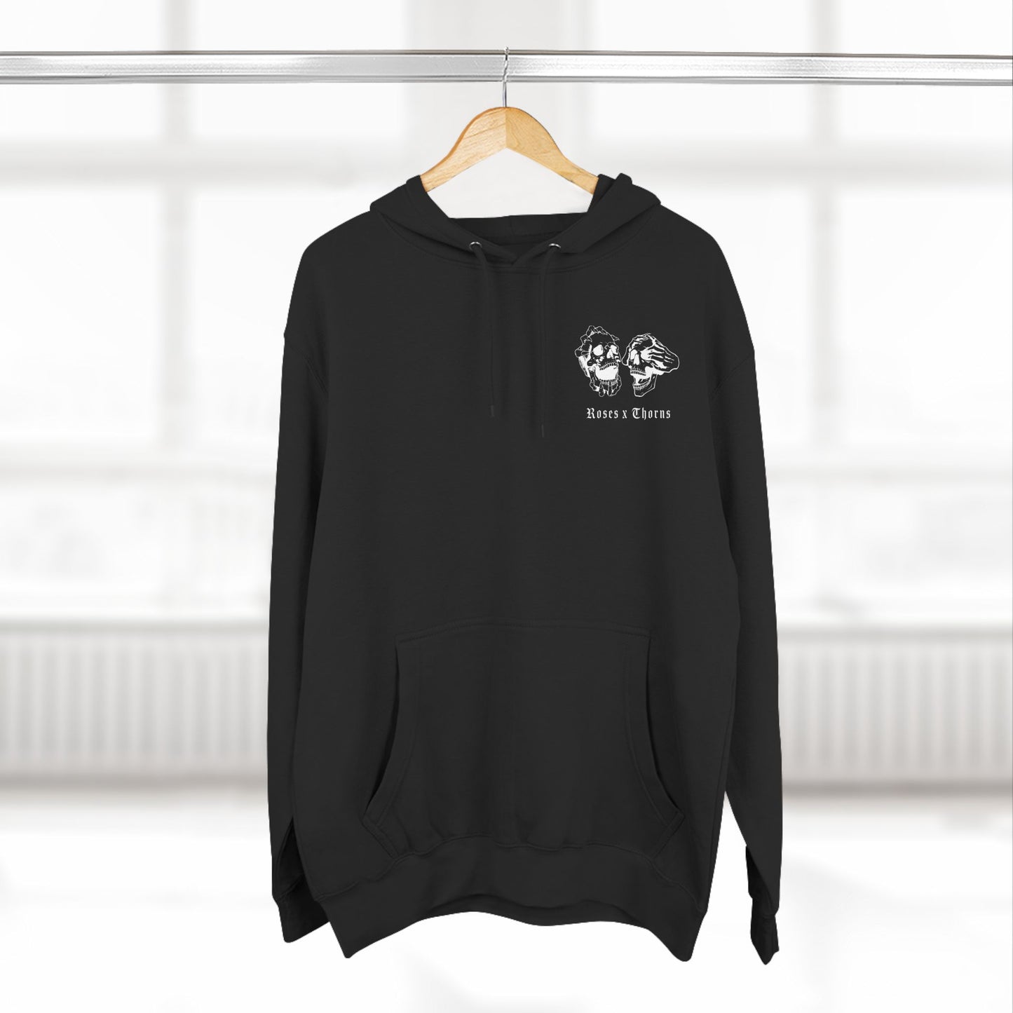 Twin Skulls Roses x Thorns Three-Panel Fleece Hoodie