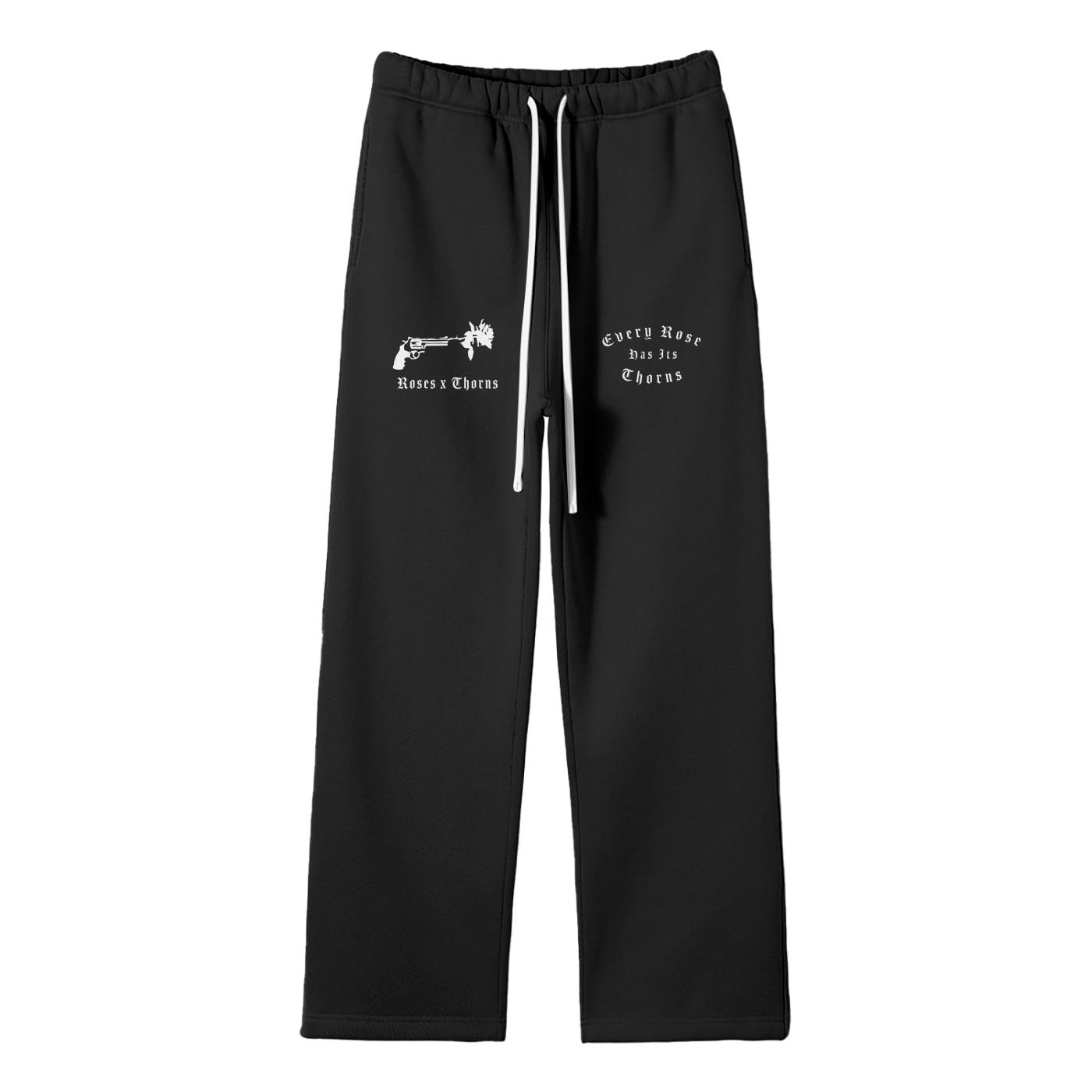 Gun x Roses Streetwear Unisex Solid Color Fleece Straight Leg Pants