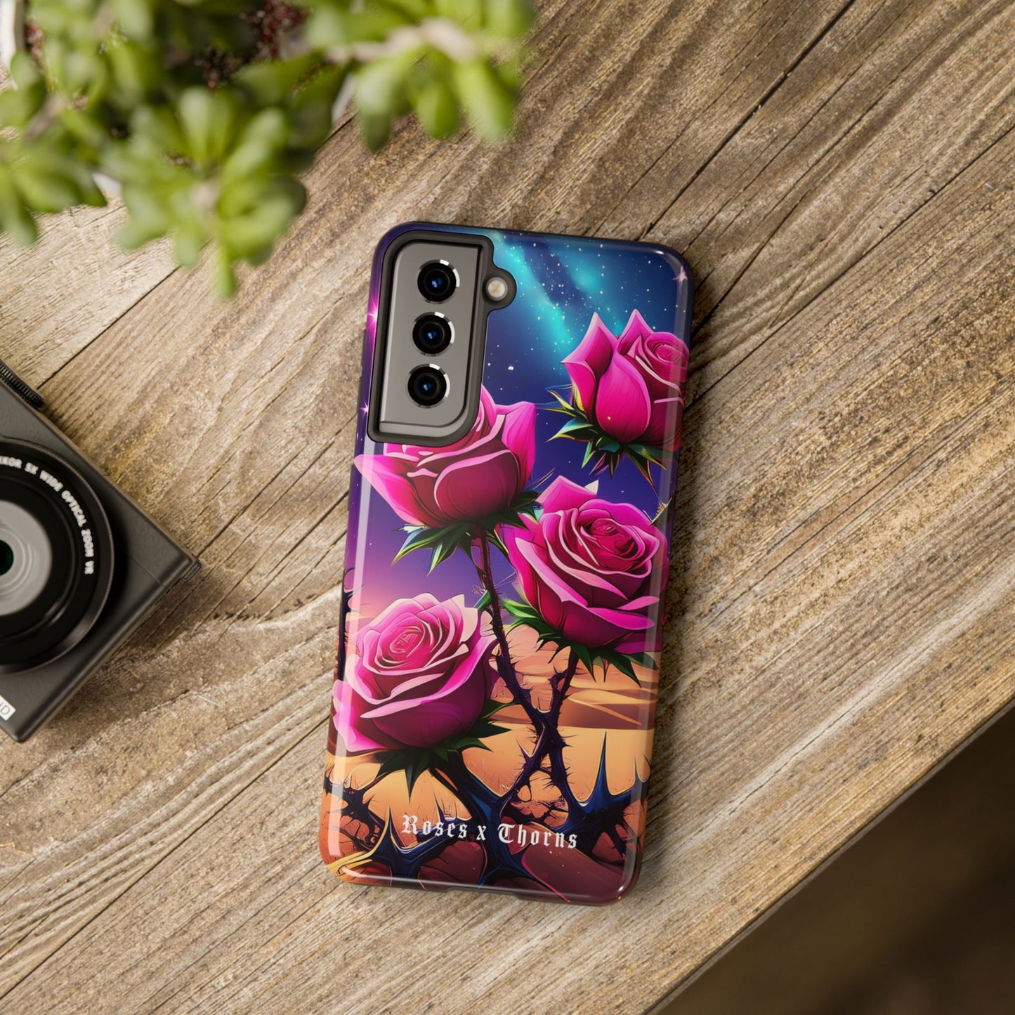 Pink Desert Roses x Thorns Phone Cases