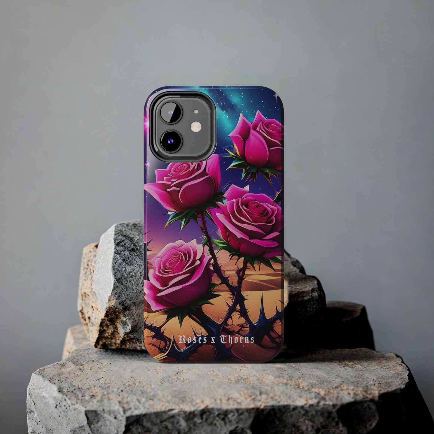 Pink Desert Roses x Thorns Phone Cases