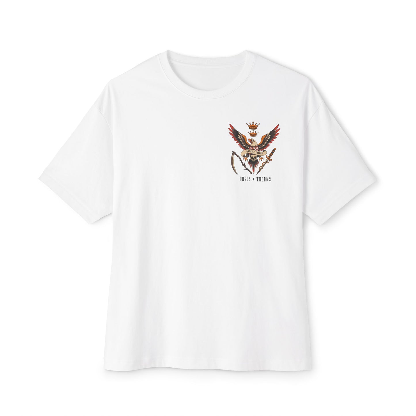 Roses x Thorns Graphic Tee — 'Every Rose Has Its Thorns' Vintage Eagle Skull Design