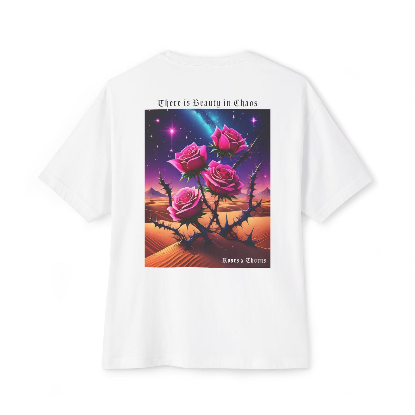 Pink Desert Roses x Thorns  Oversized Boxy Tee