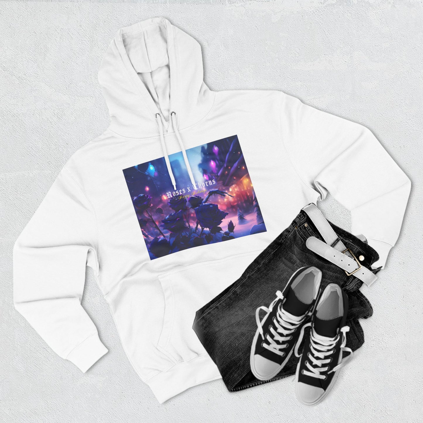 Winter Wonderland Roses x Thorns Three-Panel Fleece Hoodie