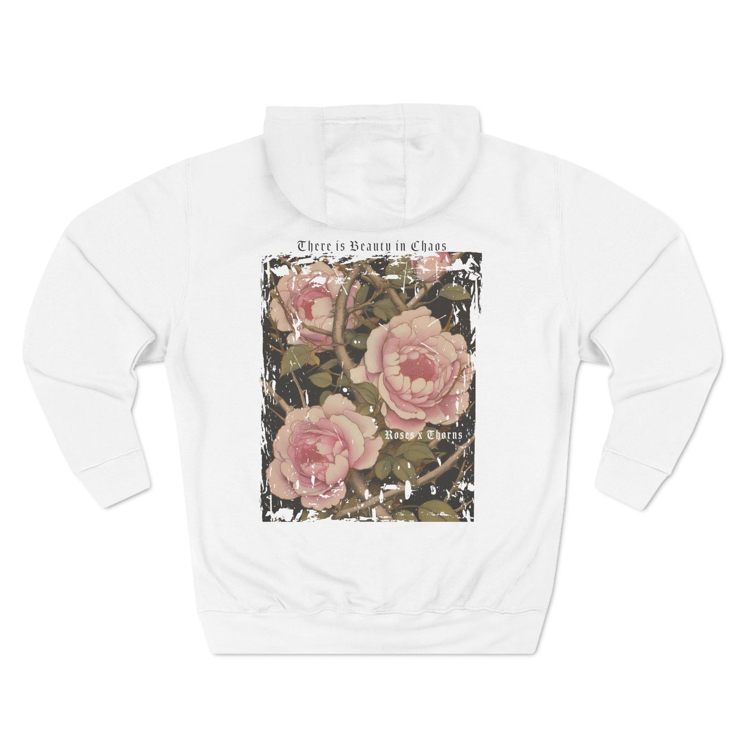 Distressed Pink Roses x Thorns x Japanese Style Fleece Hoodie