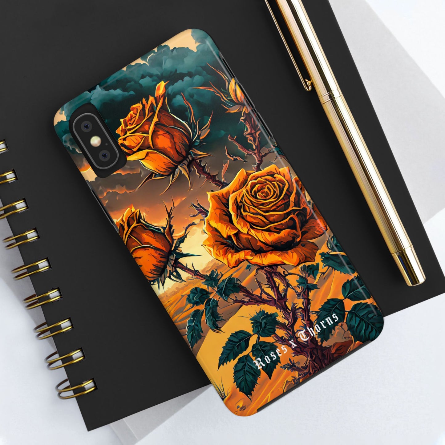 Orange Desert Roses x Thorns Phone Cases