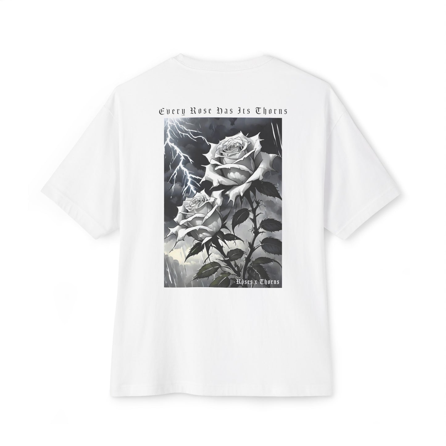 White Roses x Thorns Back Oversized Boxy Tee