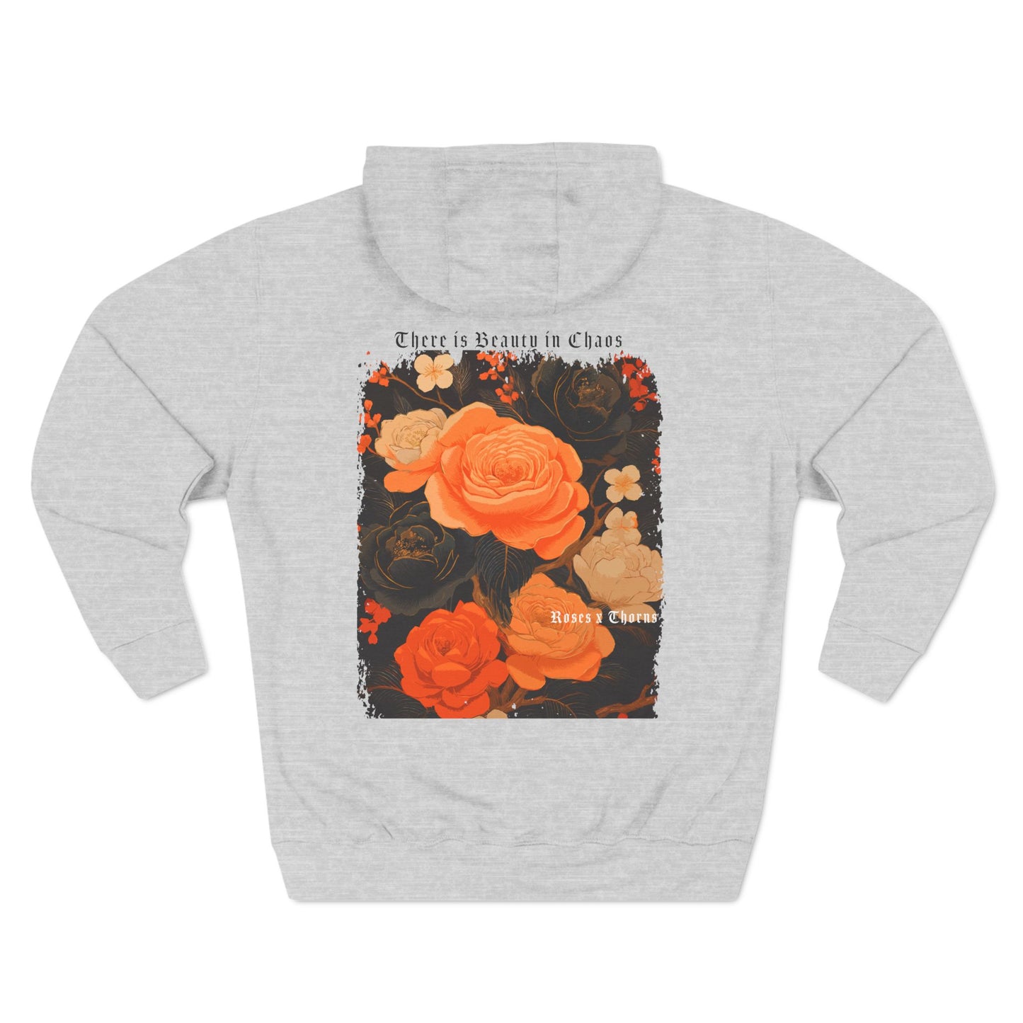 Orange Black Roses x Thorns Fleece Hoodie