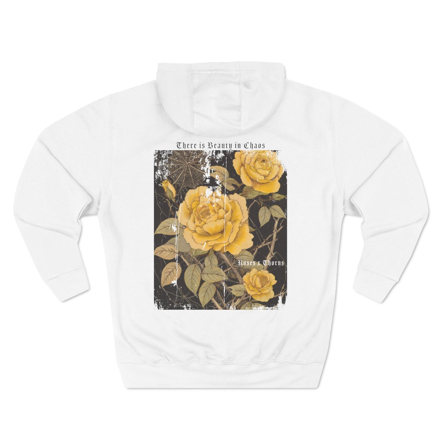 Yellow Web Roses x Thorns Fleece Hoodie