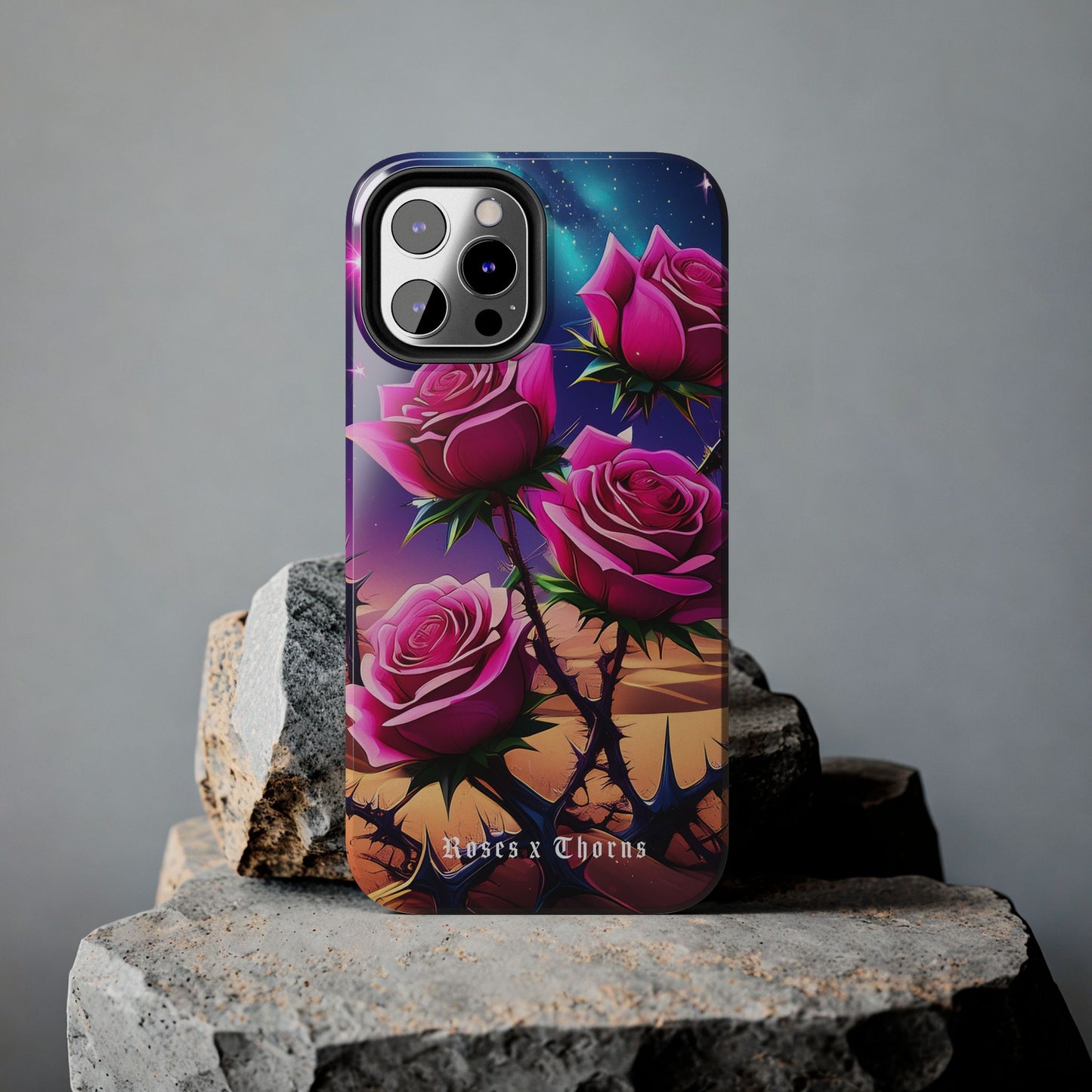 Pink Desert Roses x Thorns Phone Cases