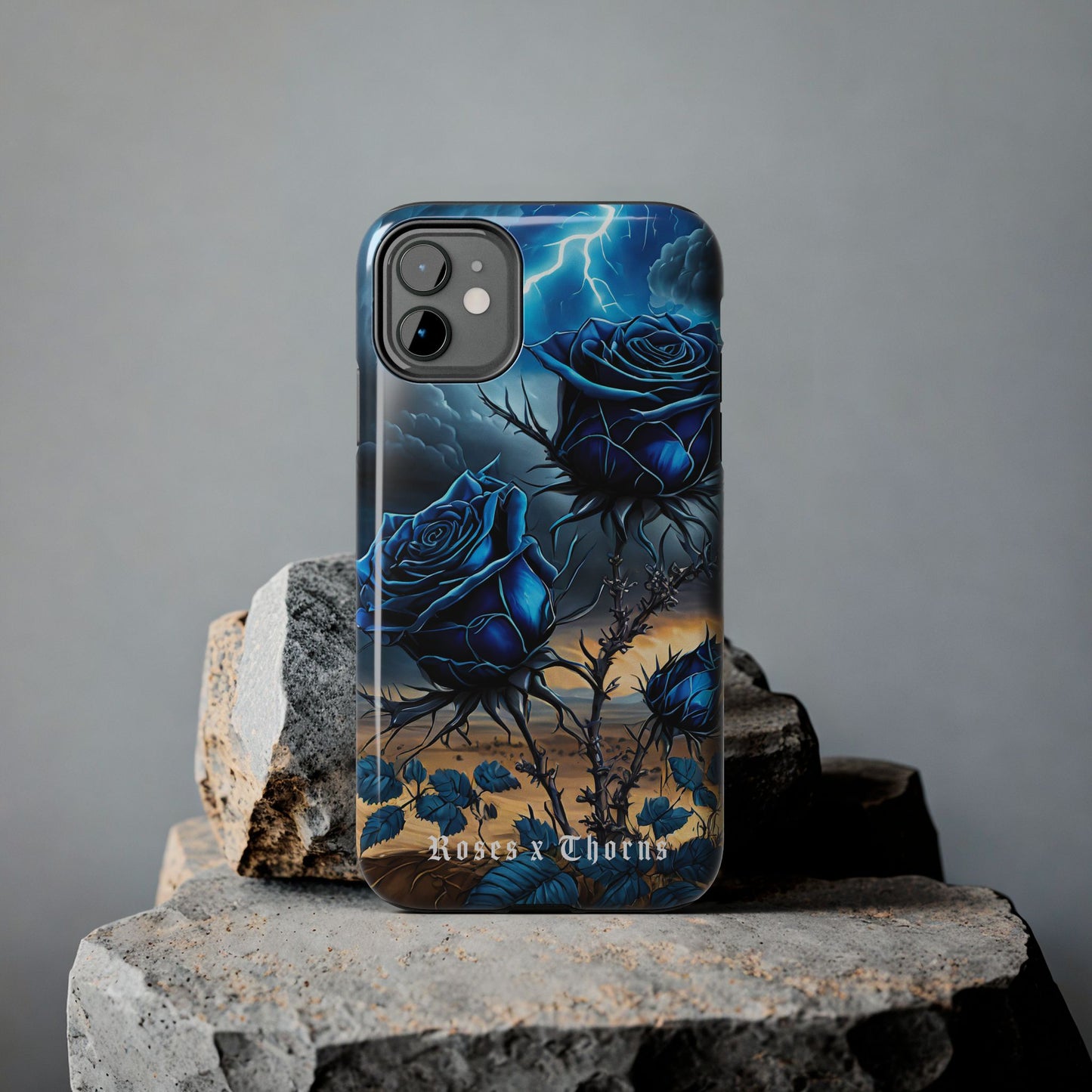 Blue Desert Roses x Thorns Phone Cases