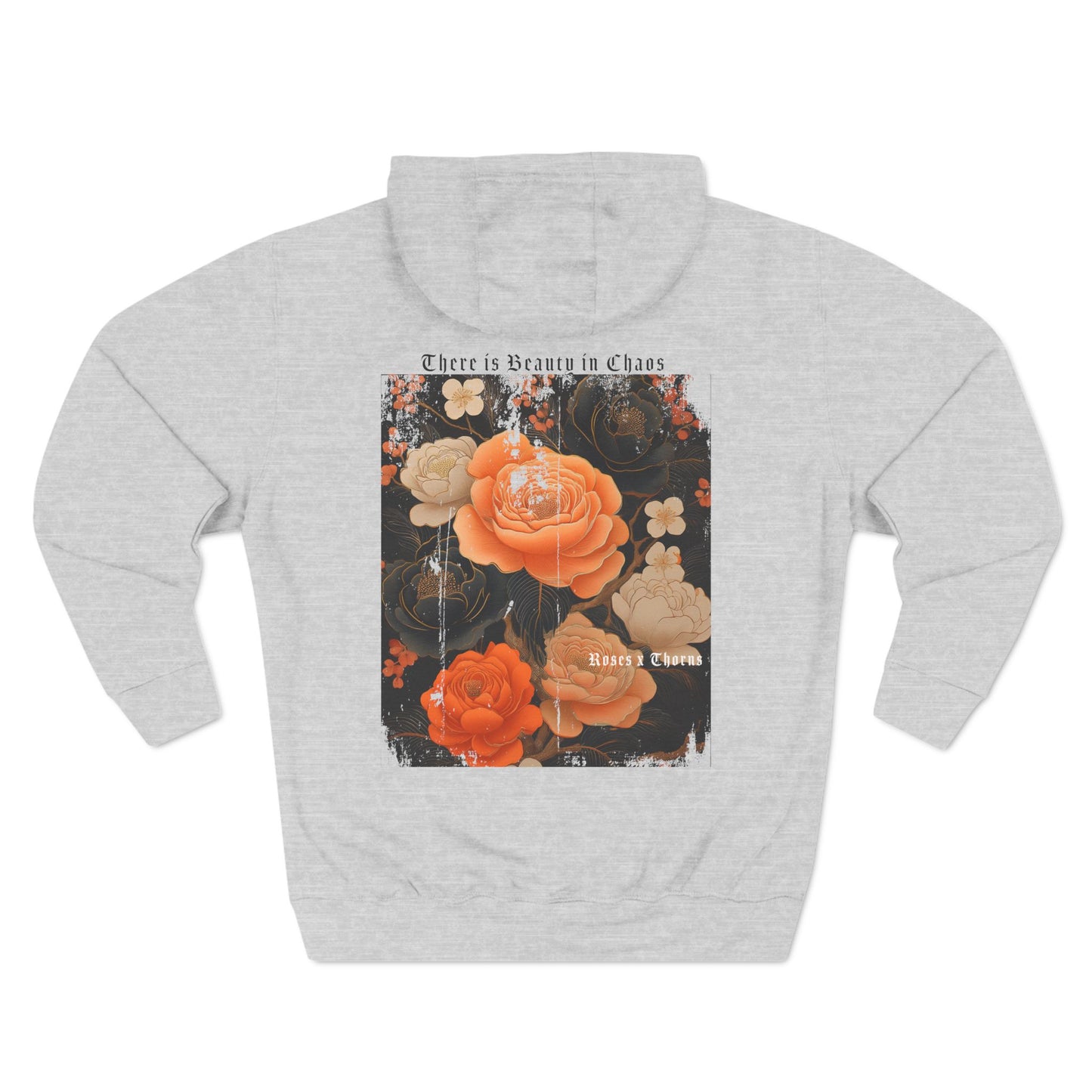 Orange Black Roses x Thorns Fleece Hoodie