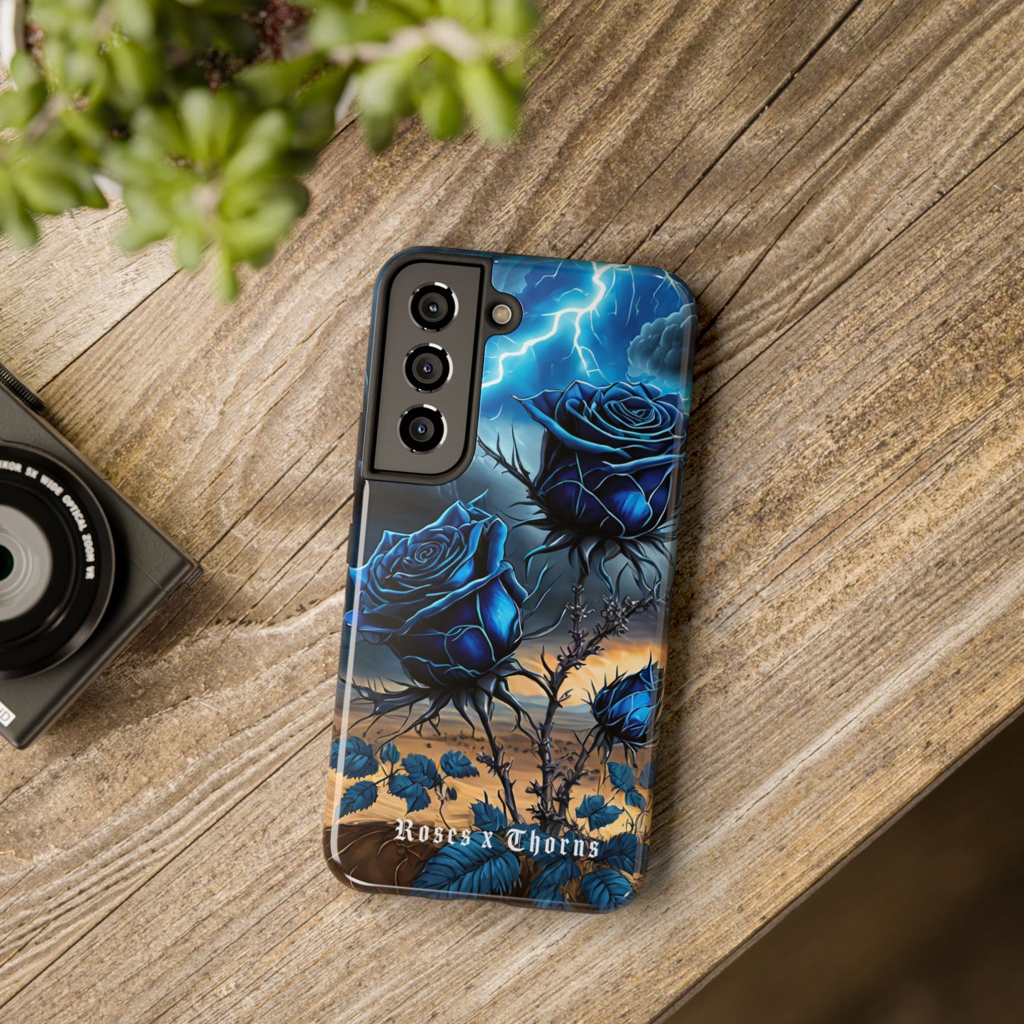 Blue Desert Roses x Thorns Phone Cases