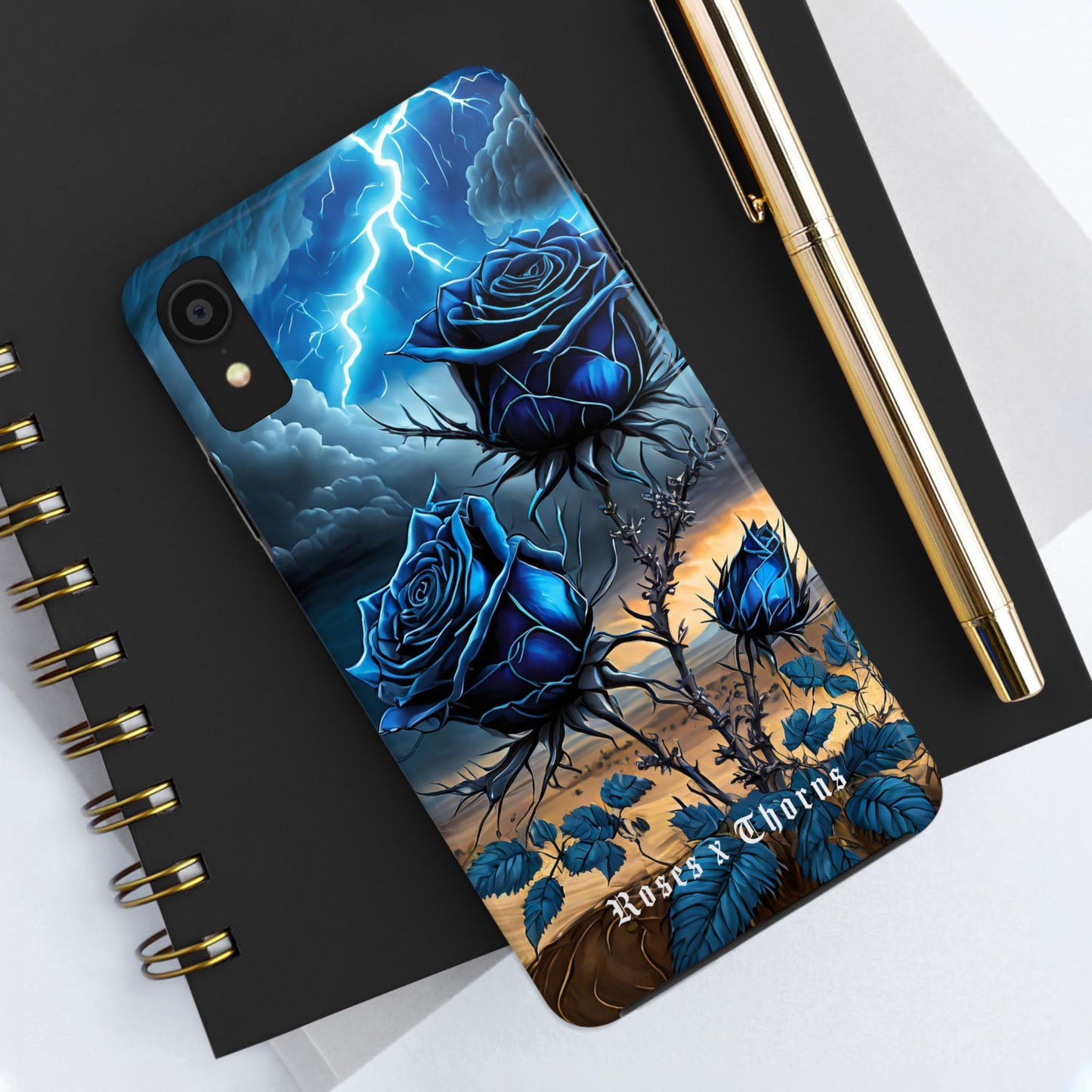 Blue Desert Roses x Thorns Phone Cases