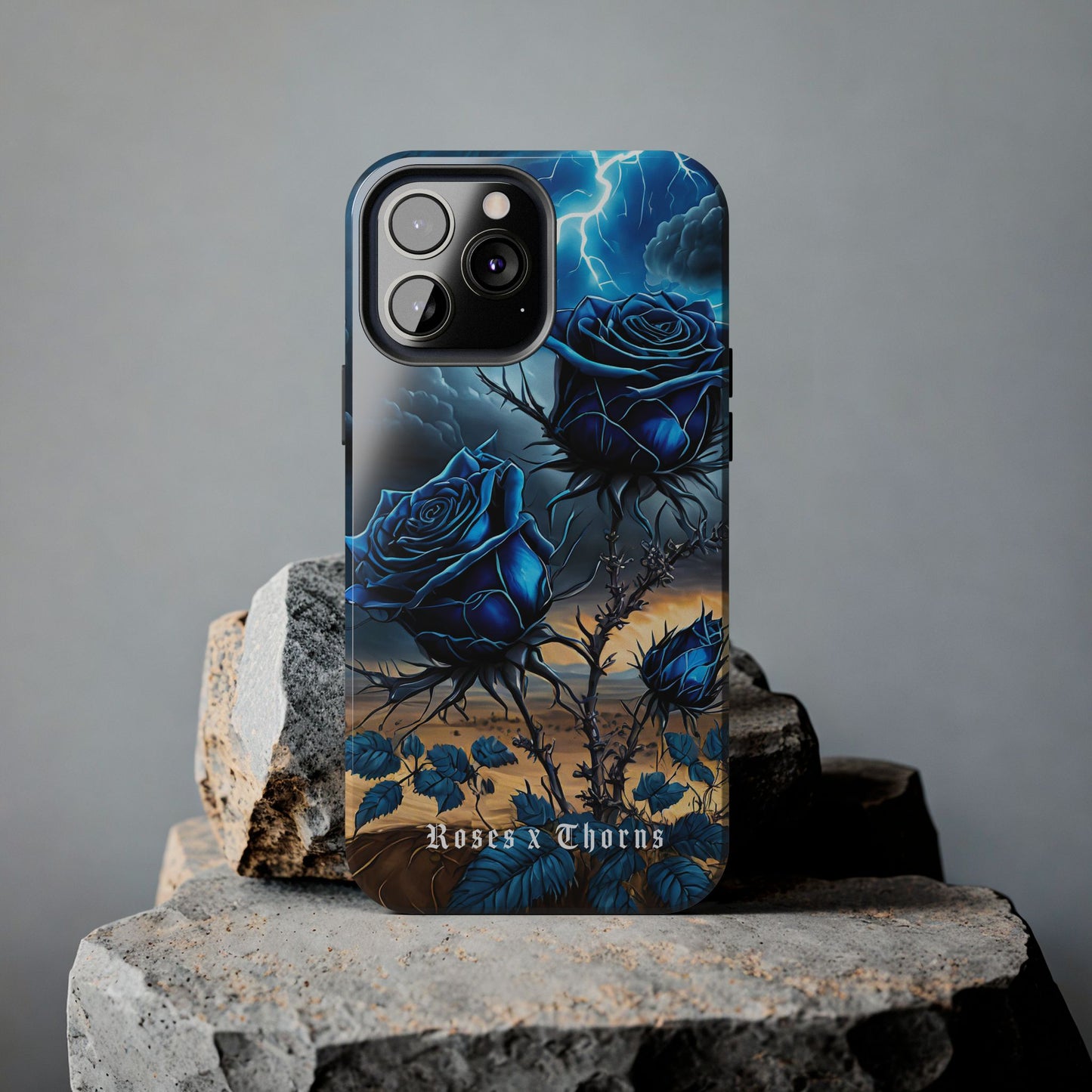 Blue Desert Roses x Thorns Phone Cases