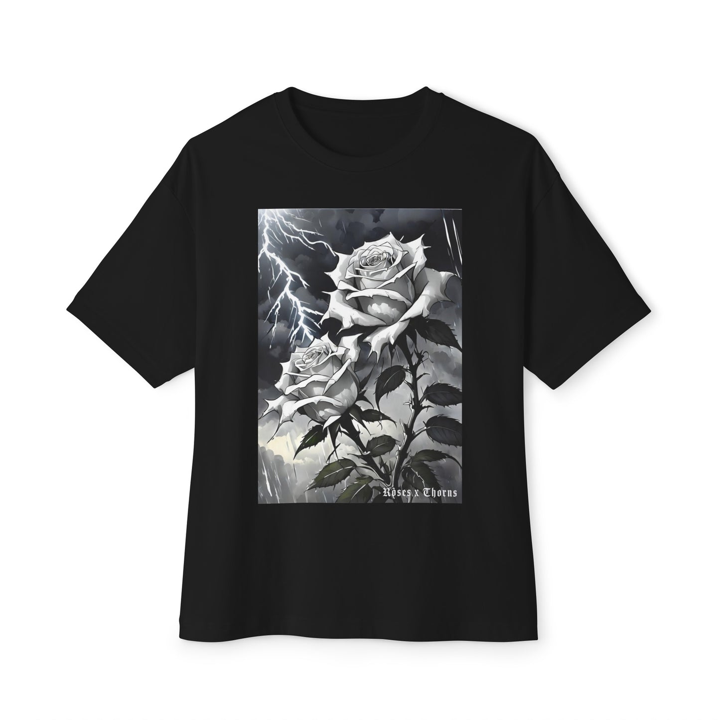 White Roses x Thorns Front Oversized Boxy Tee