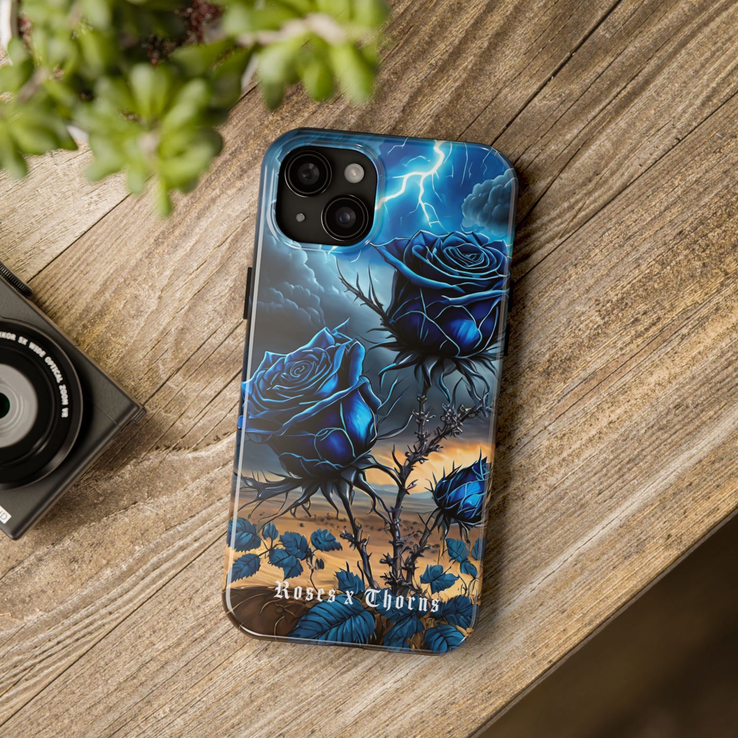 Blue Desert Roses x Thorns Phone Cases