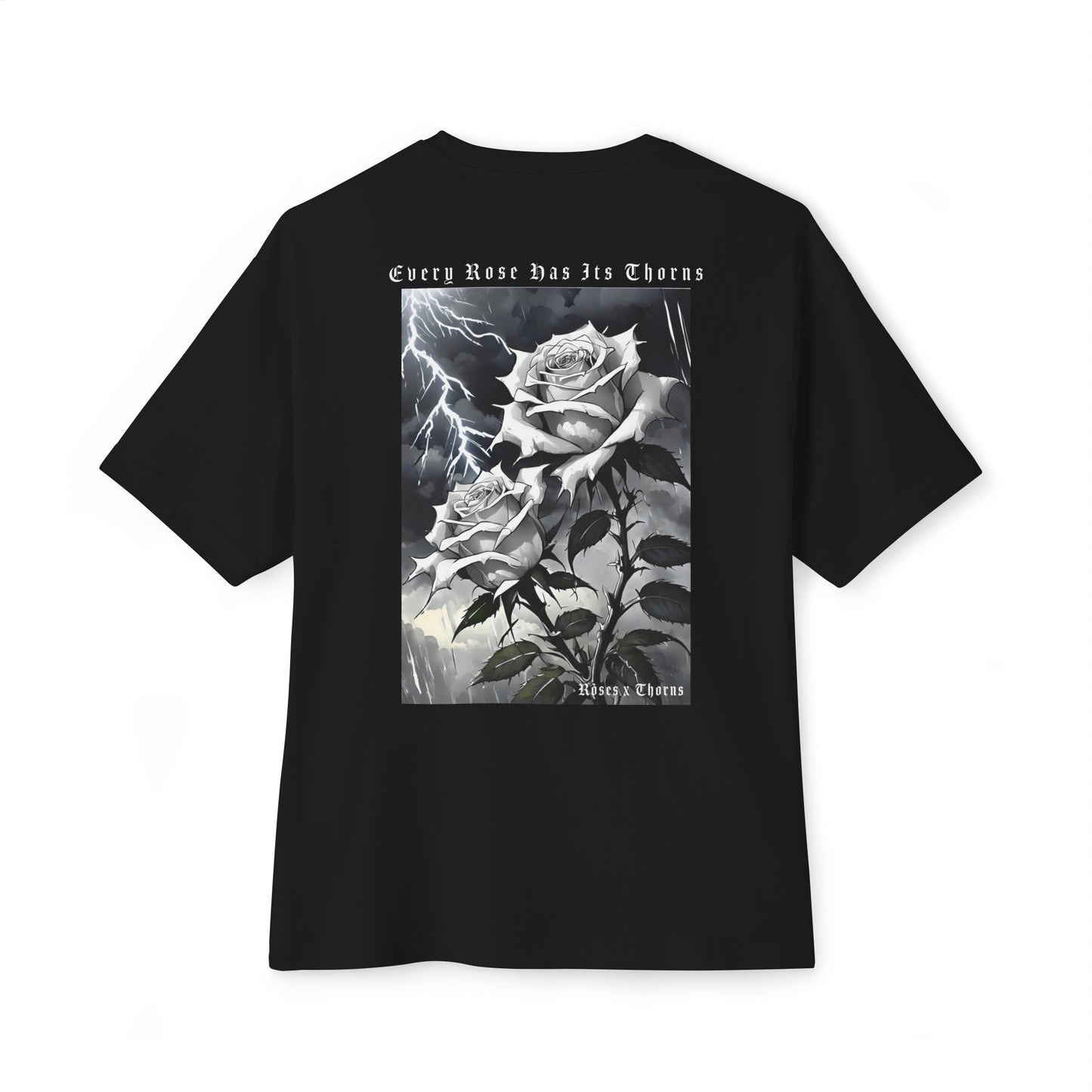 White Roses x Thorns Back Oversized Boxy Tee