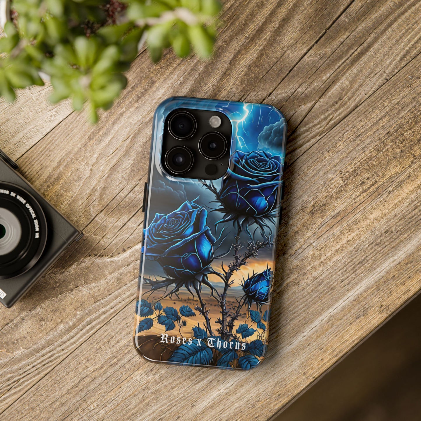 Blue Desert Roses x Thorns Phone Cases