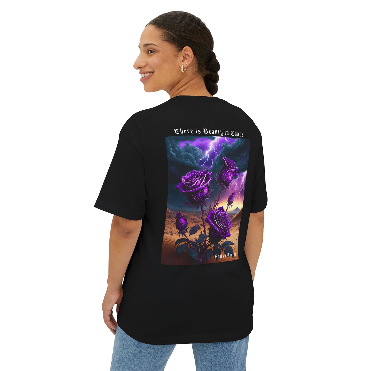 Purple Desert Roses x Thorns Oversized Boxy Tee