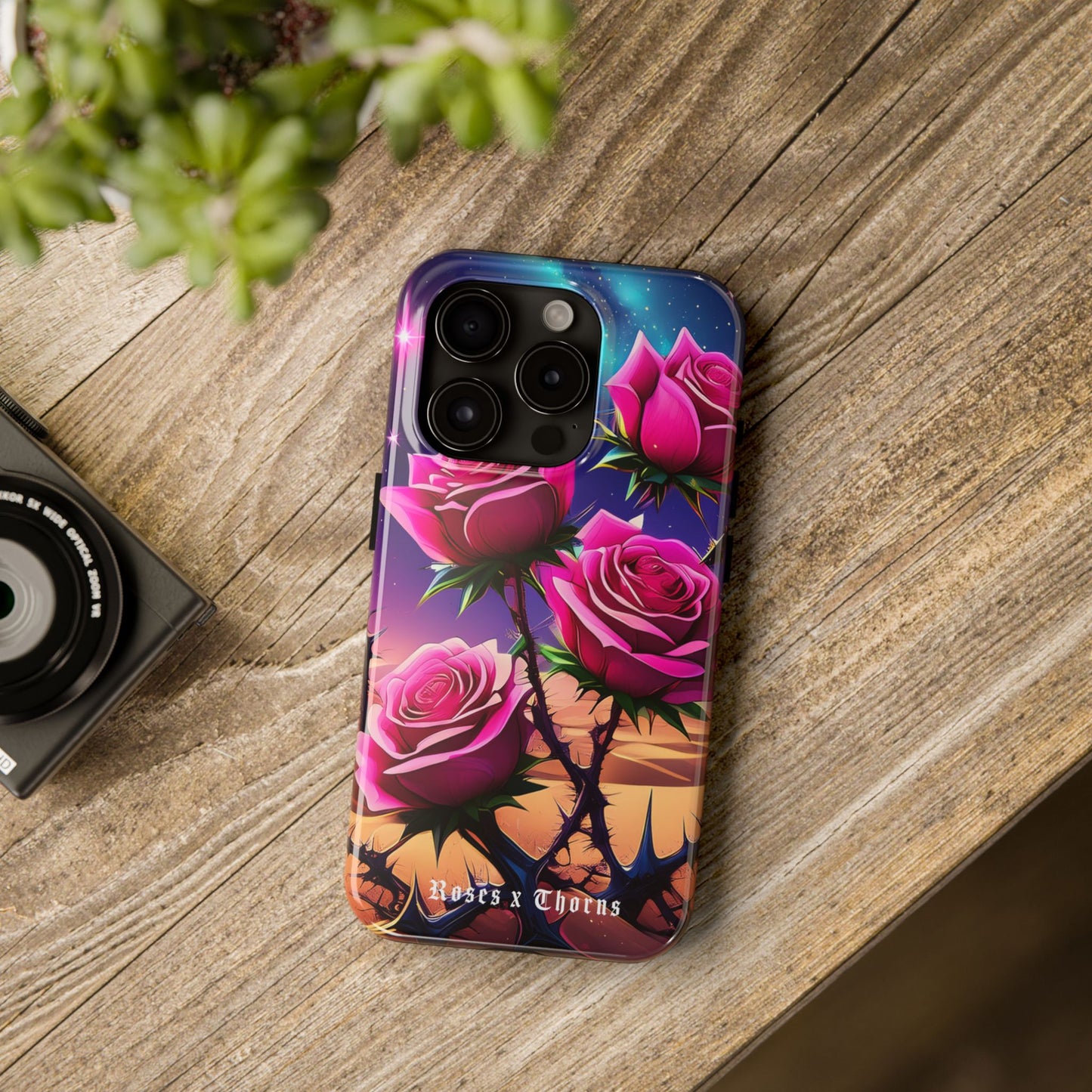 Pink Desert Roses x Thorns Phone Cases