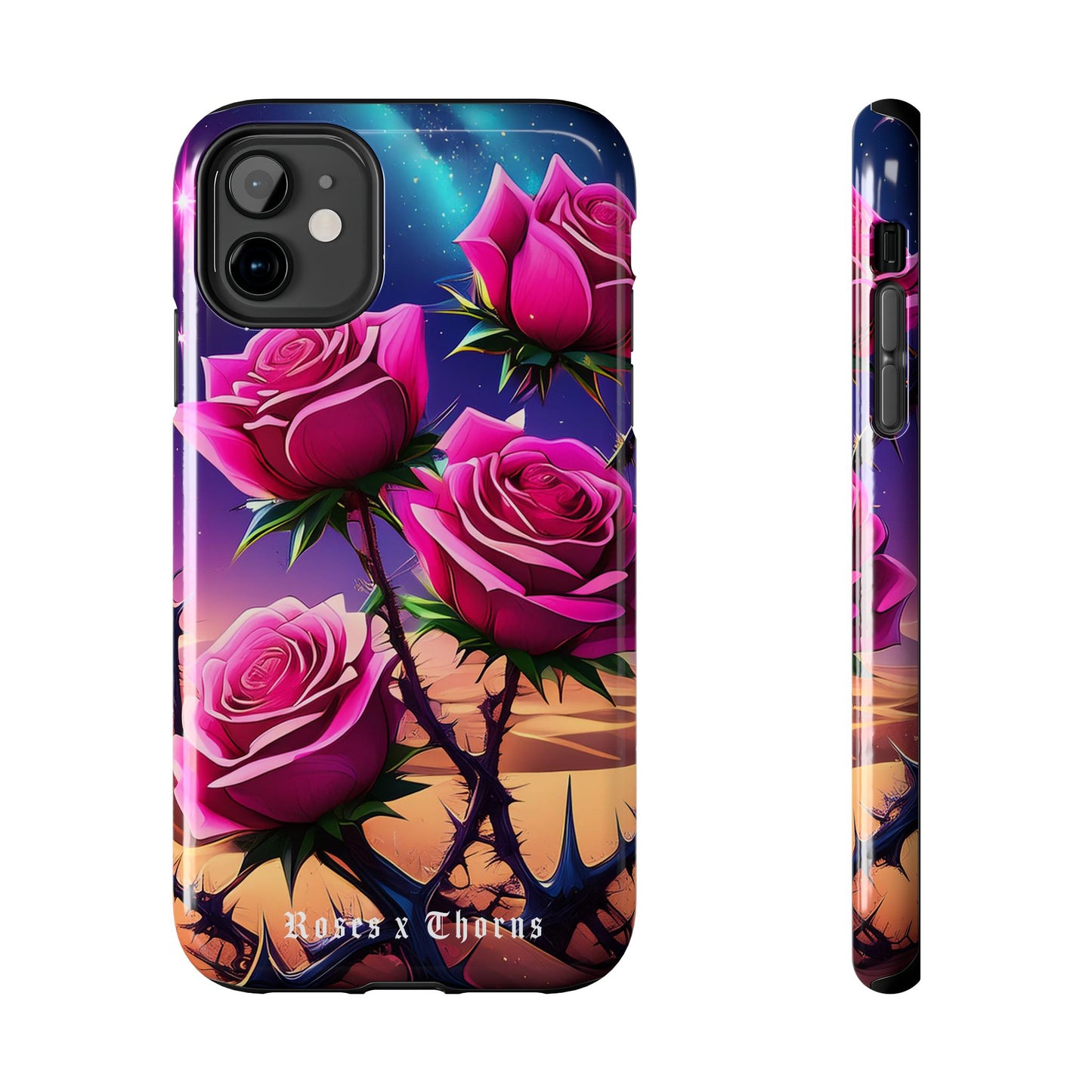 Pink Desert Roses x Thorns Phone Cases