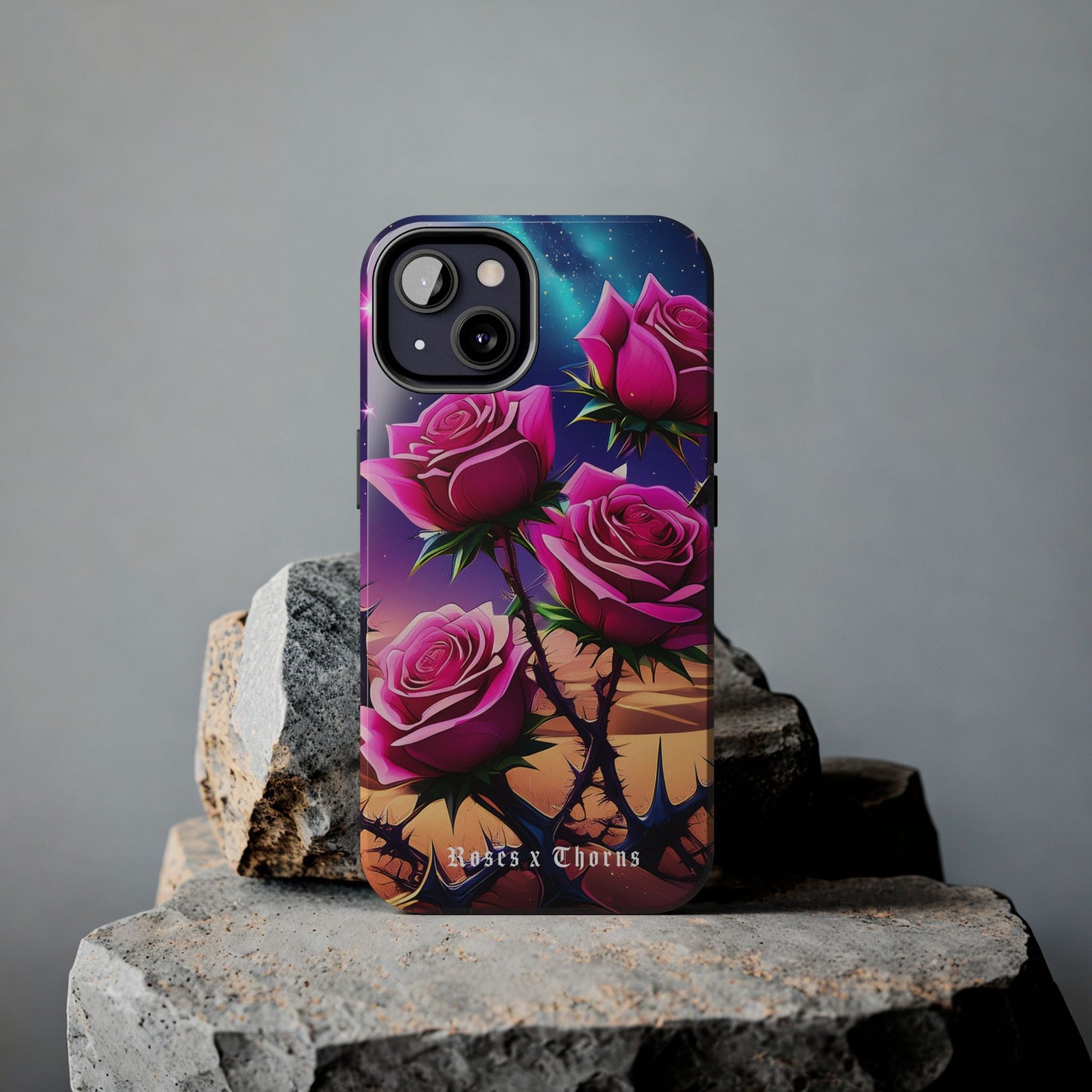 Pink Desert Roses x Thorns Phone Cases