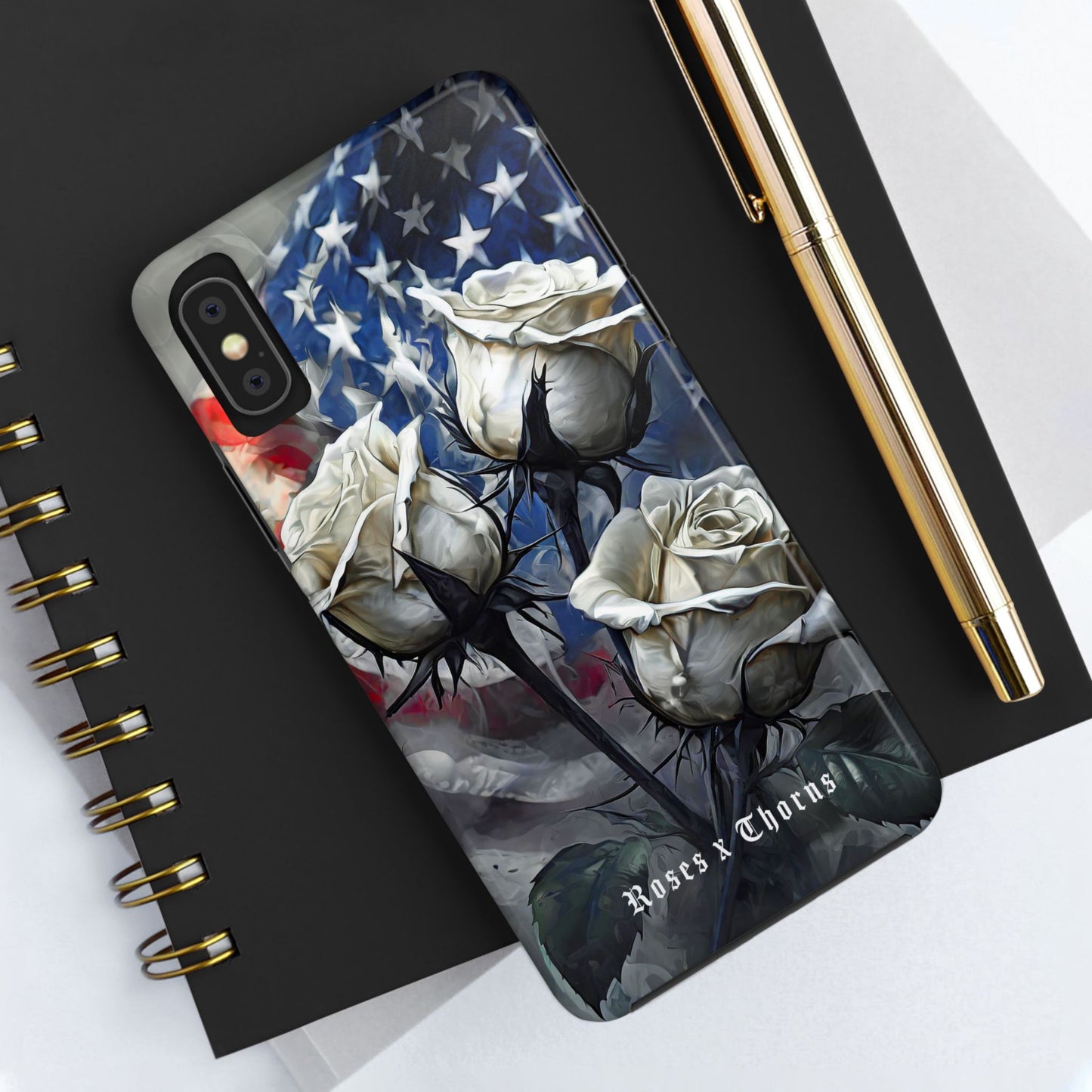 American White Roses x Thorns Phone Cases