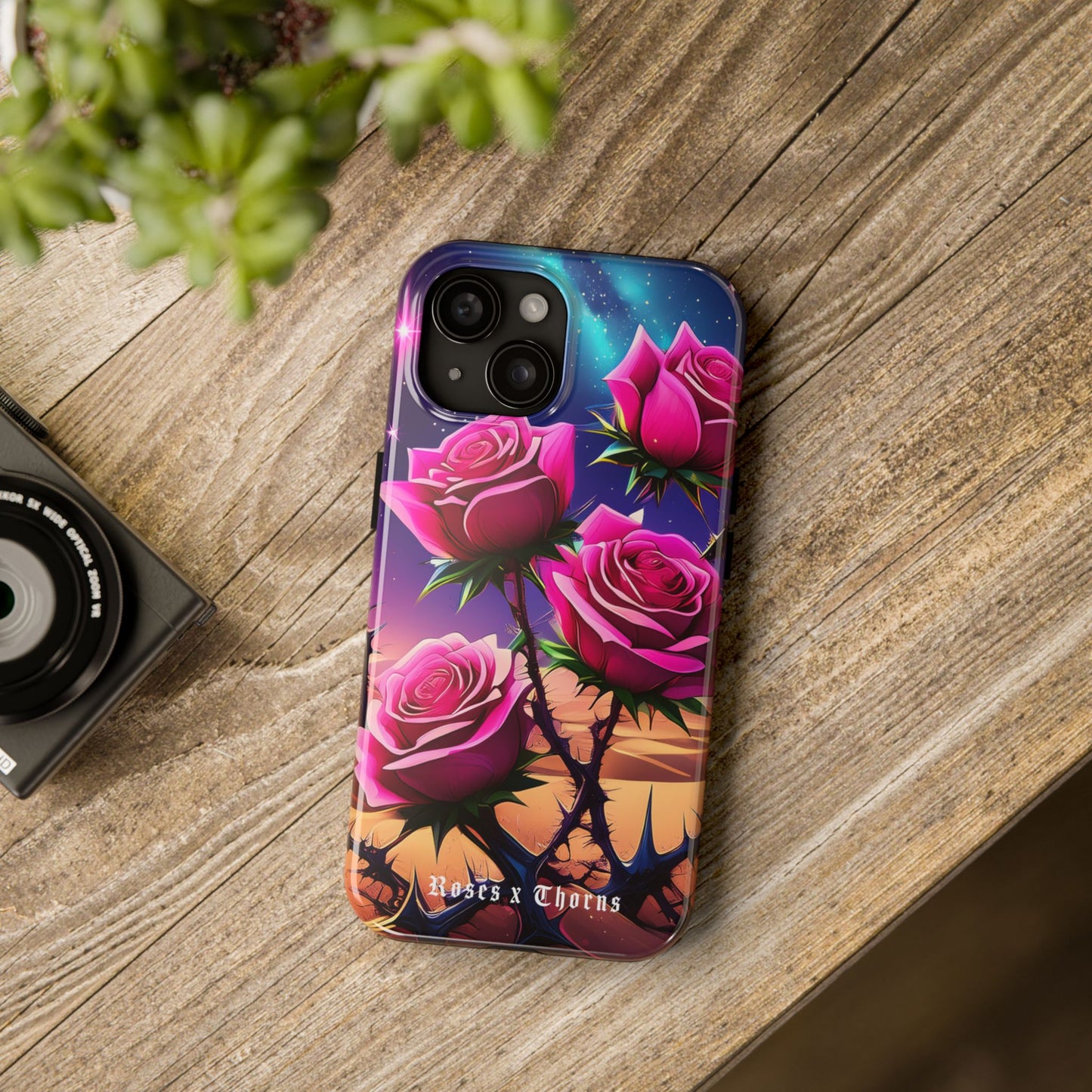 Pink Desert Roses x Thorns Phone Cases