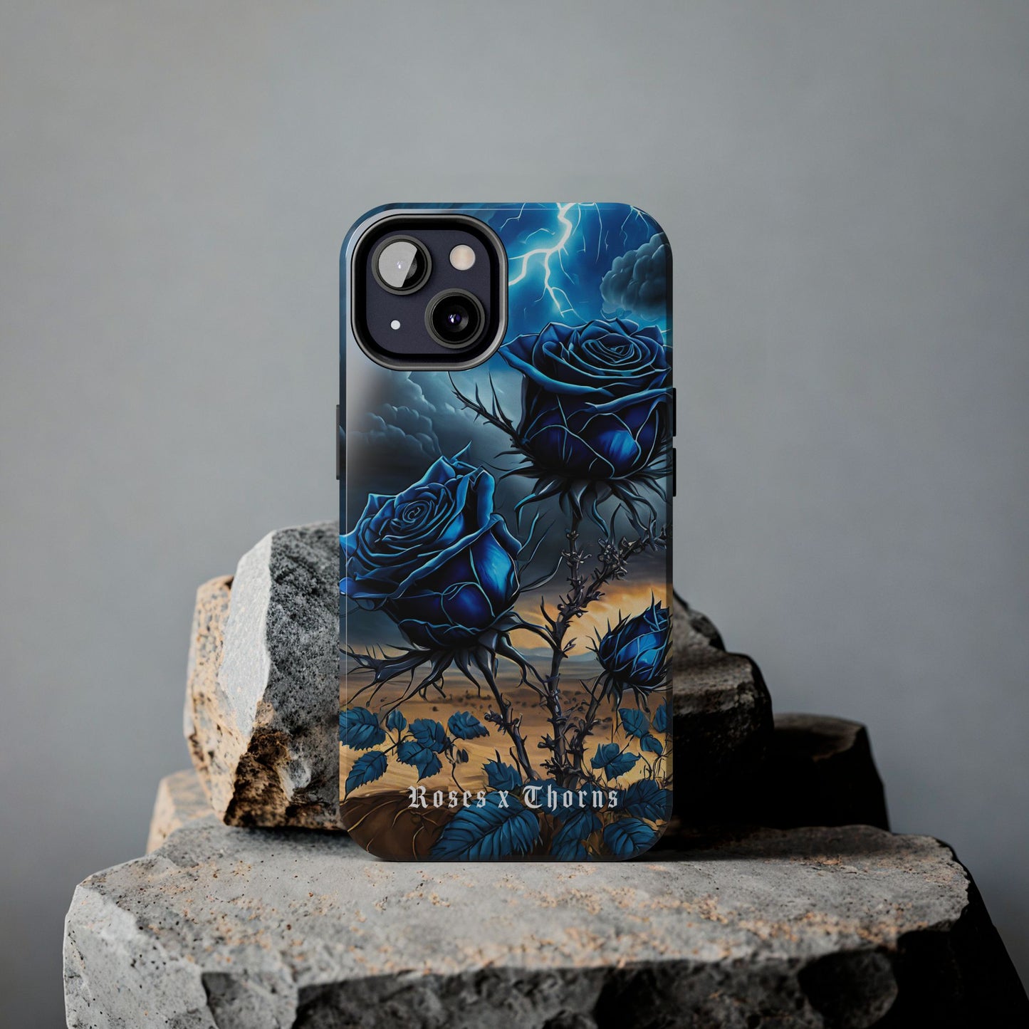 Blue Desert Roses x Thorns Phone Cases