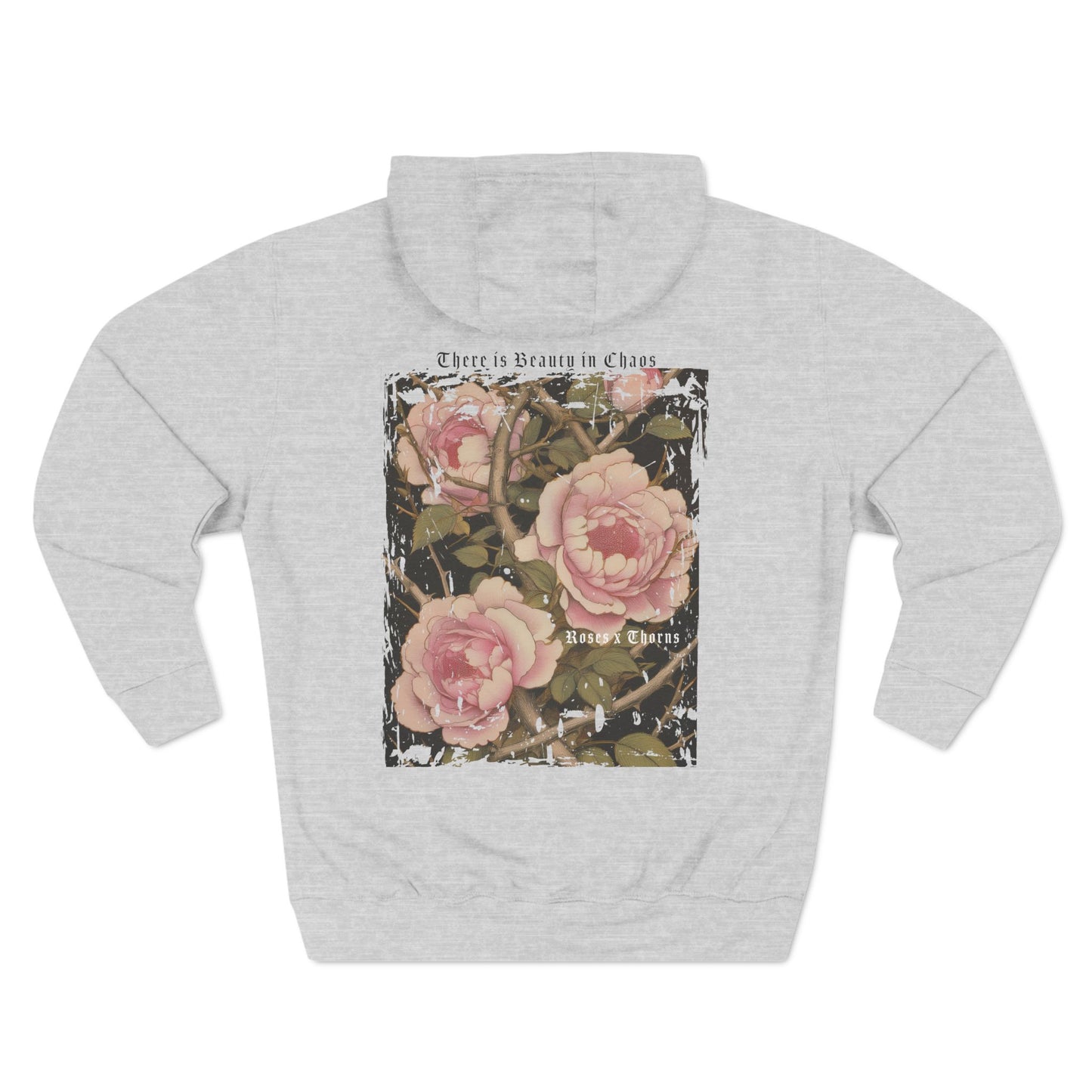 Distressed Pink Roses x Thorns x Japanese Style Fleece Hoodie