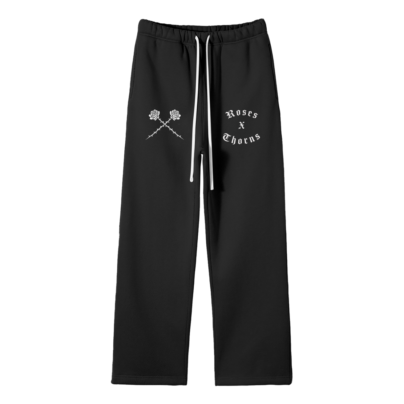 Roses x Thorns Streetwear Unisex Solid Color Fleece Straight Leg Pants