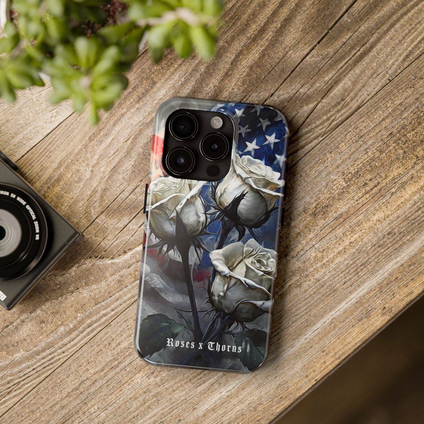 American White Roses x Thorns Phone Cases