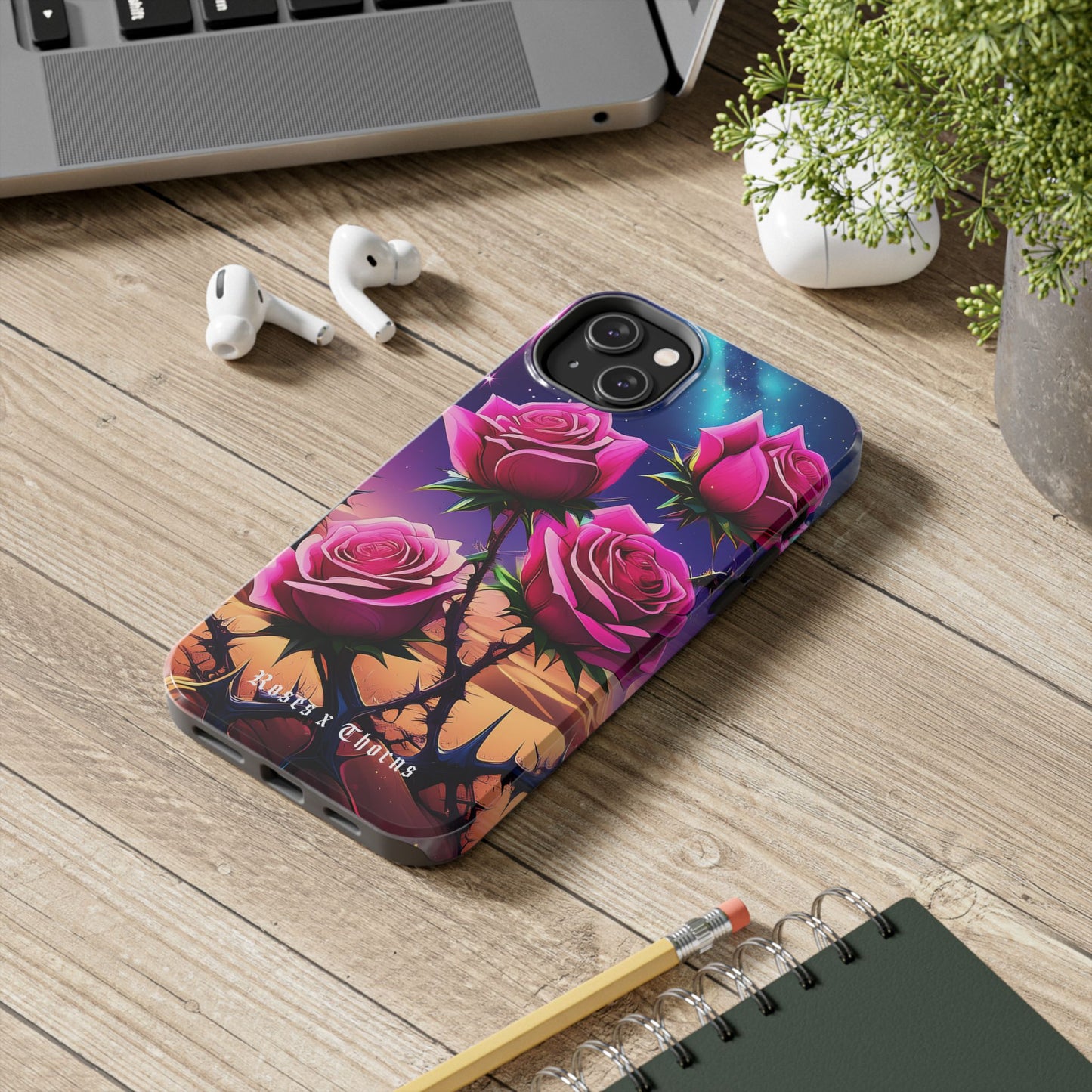 Pink Desert Roses x Thorns Phone Cases