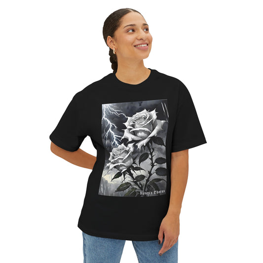 White Roses x Thorns Front Oversized Boxy Tee