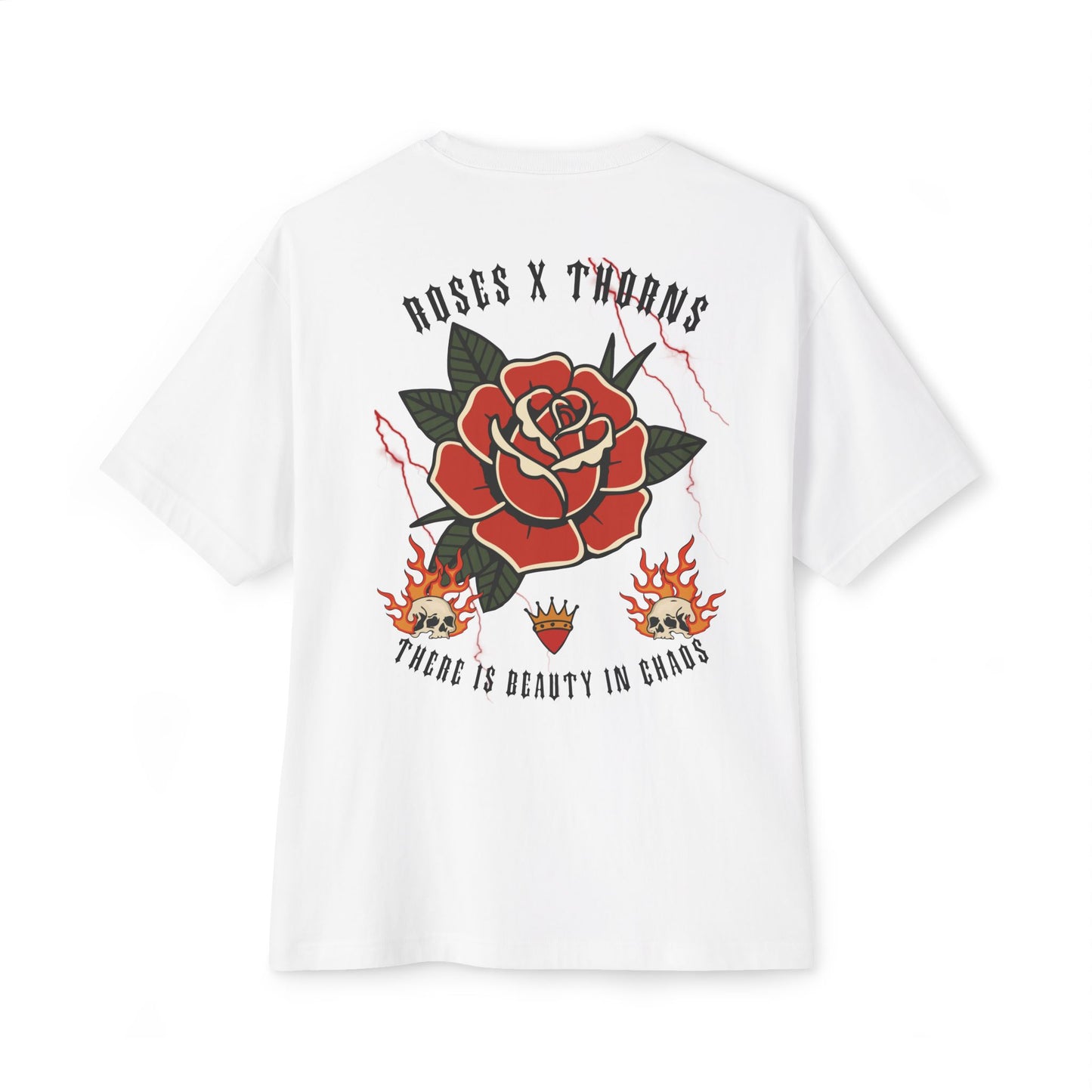 Roses x Thorns Oversized Tee — 'There Is Beauty in Chaos' Boxy T‑Shirt