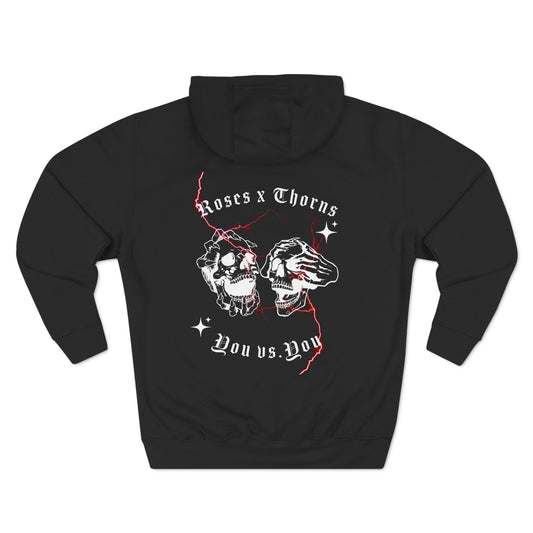 Twin Skulls Roses x Thorns Three-Panel Fleece Hoodie