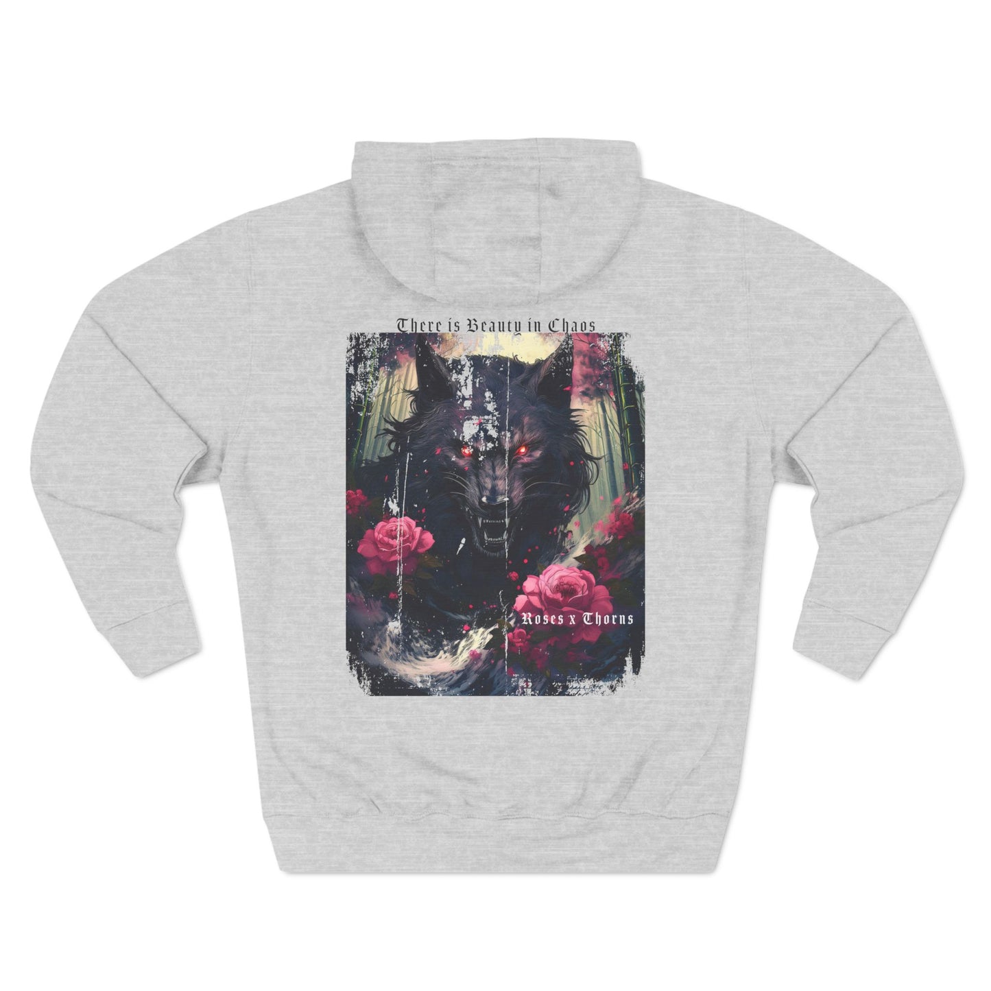 Grey Wolf Roses x Thorns Fleece Hoodie