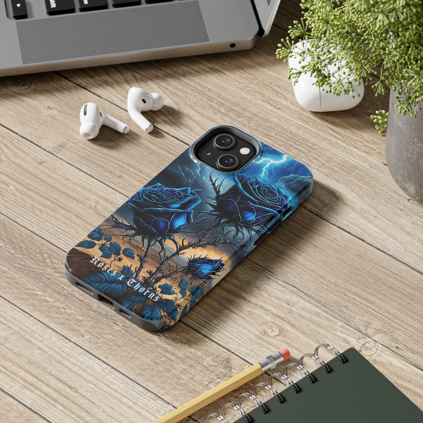 Blue Desert Roses x Thorns Phone Cases