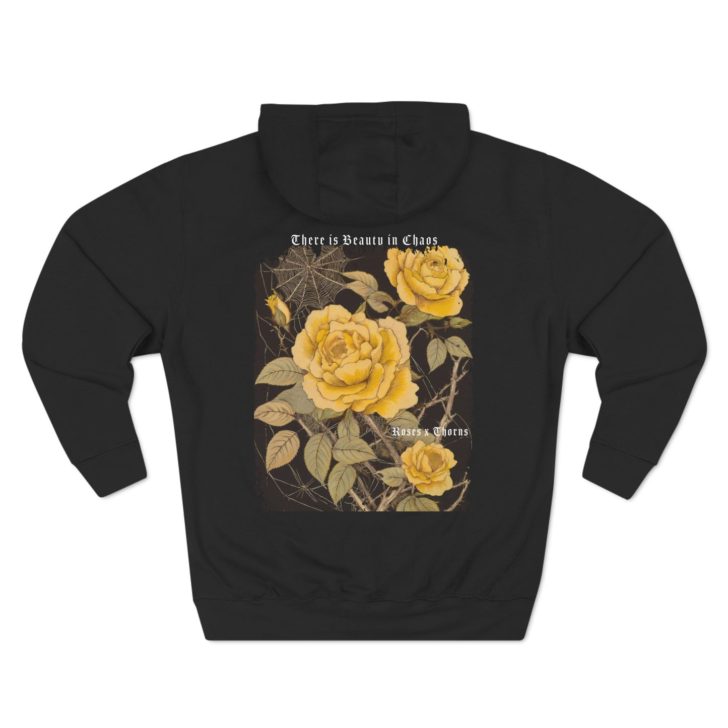 Yellow Web Roses x Thorns Fleece Hoodie