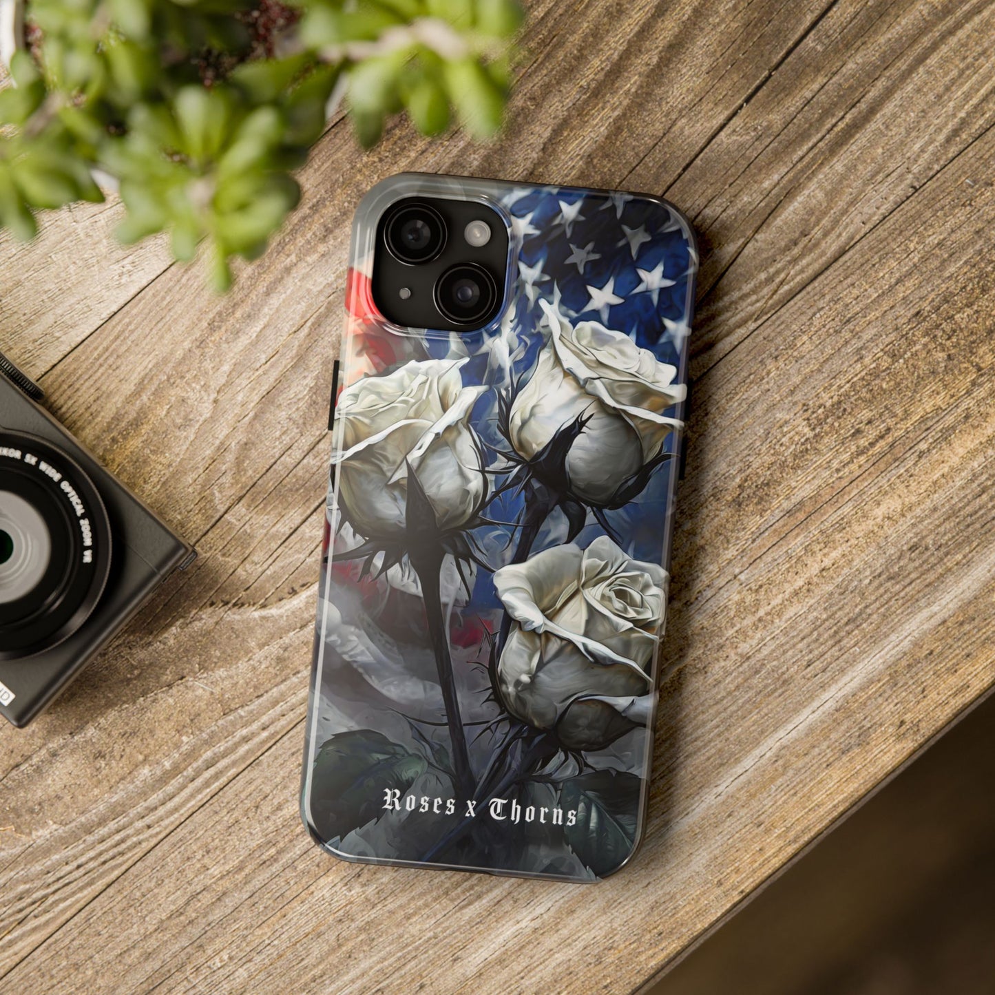 American White Roses x Thorns Phone Cases