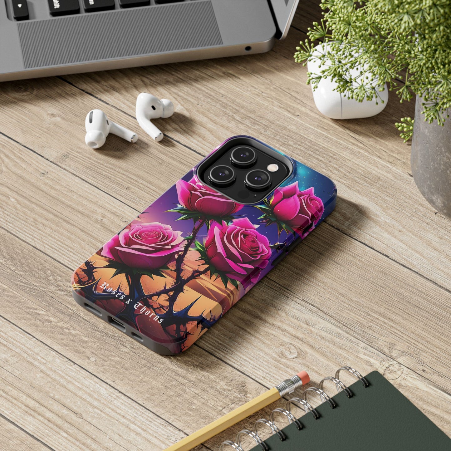 Pink Desert Roses x Thorns Phone Cases