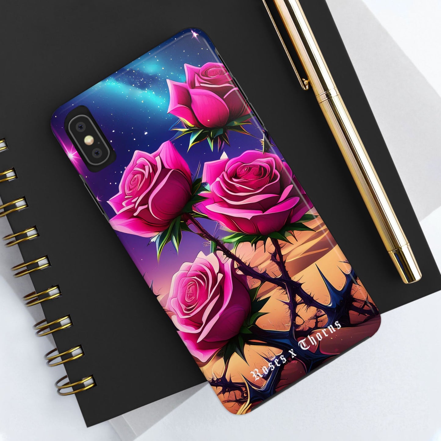 Pink Desert Roses x Thorns Phone Cases