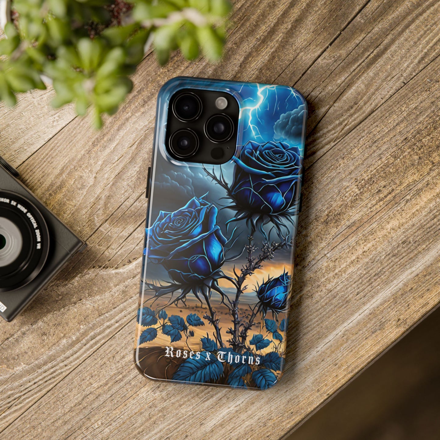 Blue Desert Roses x Thorns Phone Cases