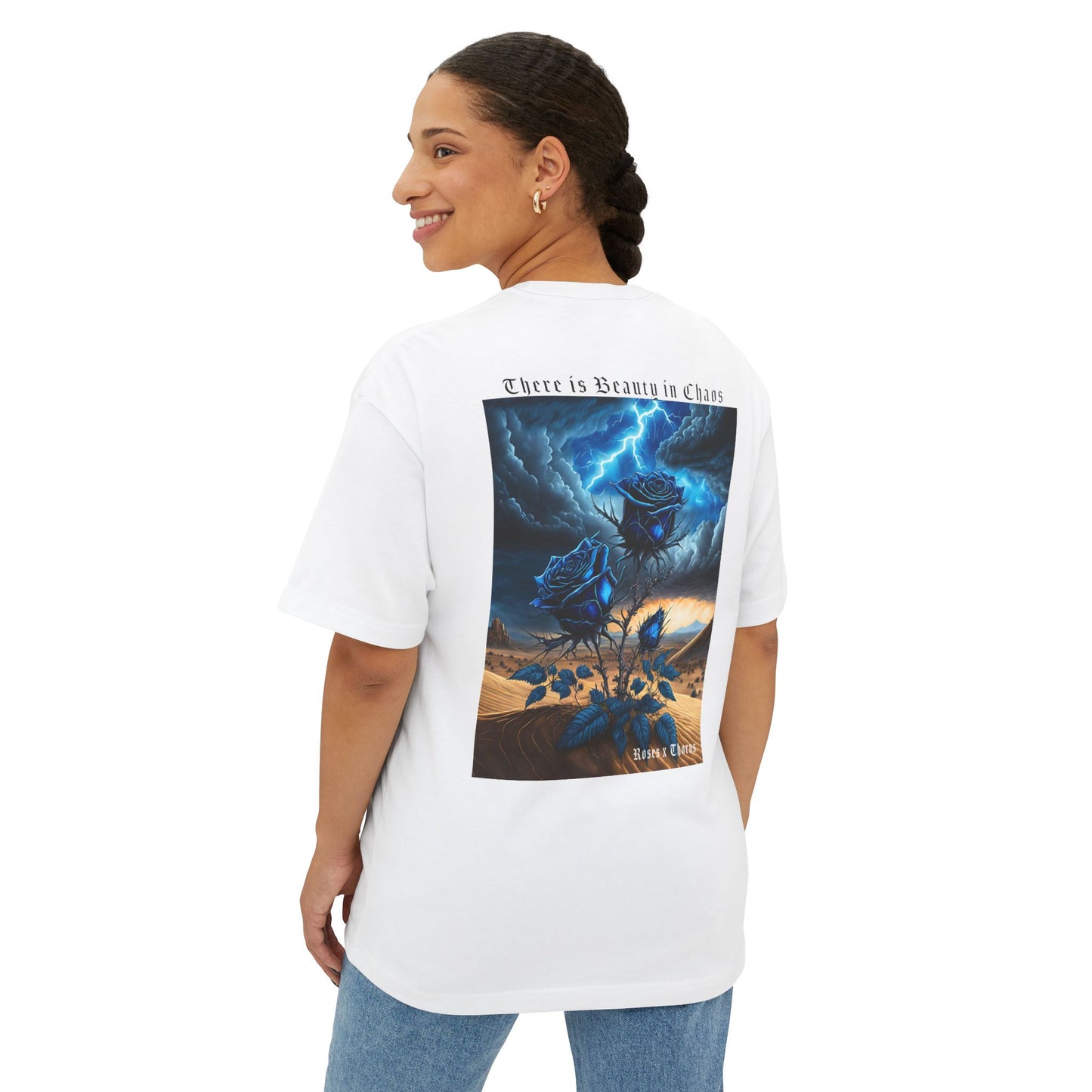 Blue Desert Roses x Thorns Oversized Boxy Tee