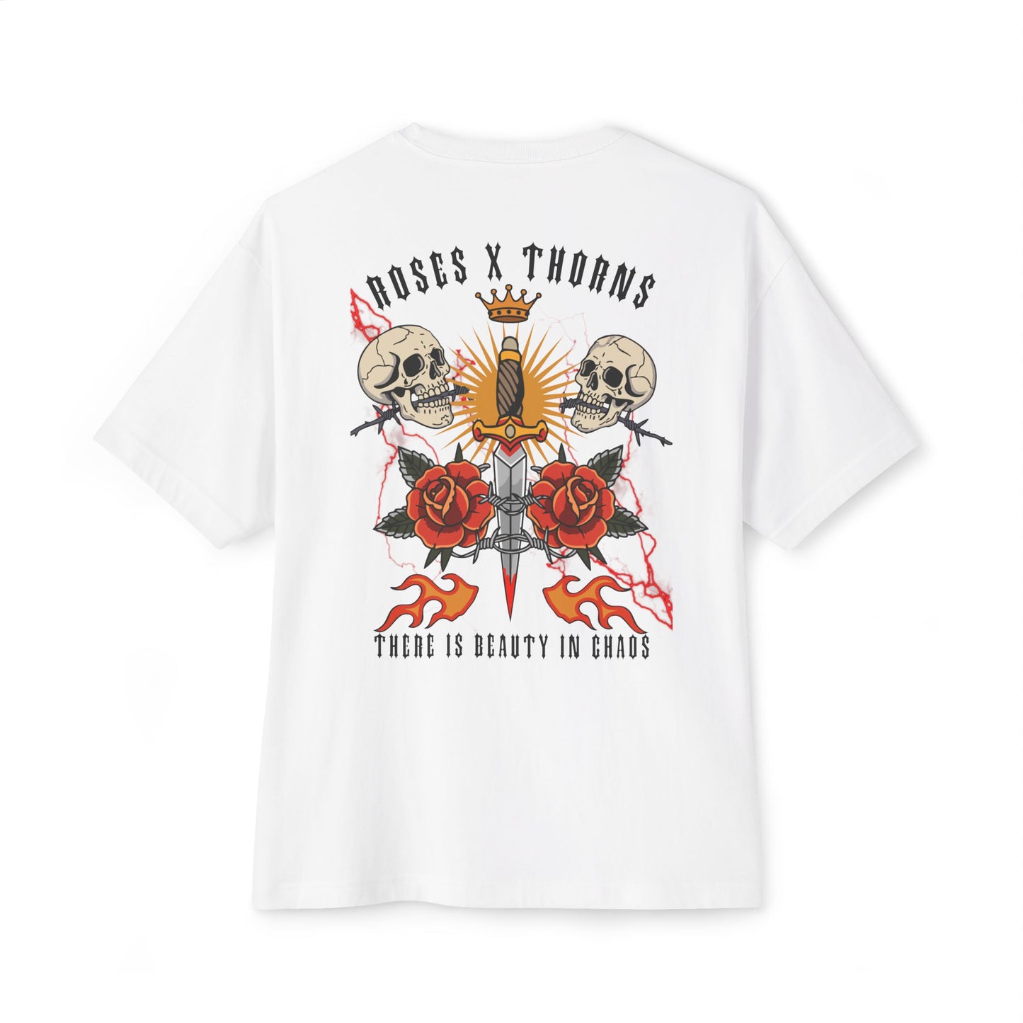 Roses & Thorns Skull Tee — "There Is Beauty In Chaos" Graphic T‑Shirt