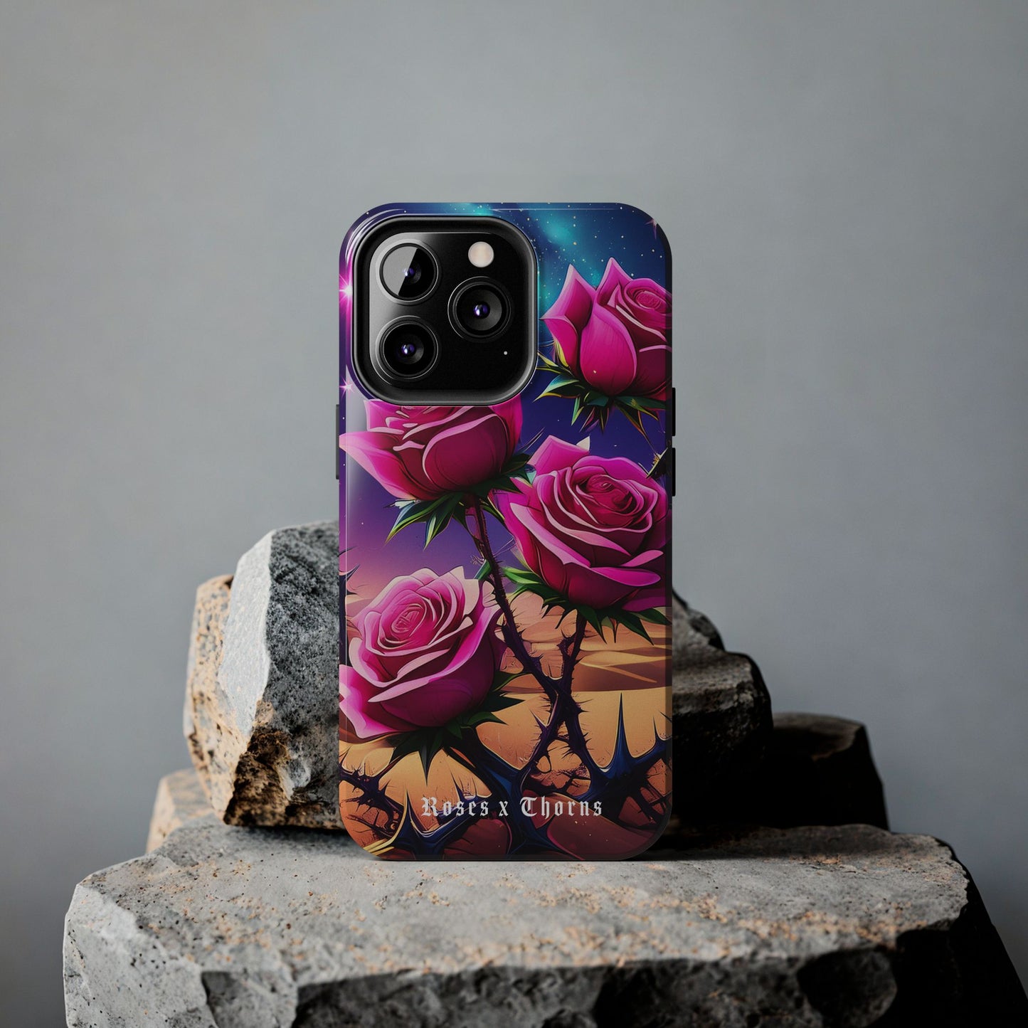 Pink Desert Roses x Thorns Phone Cases