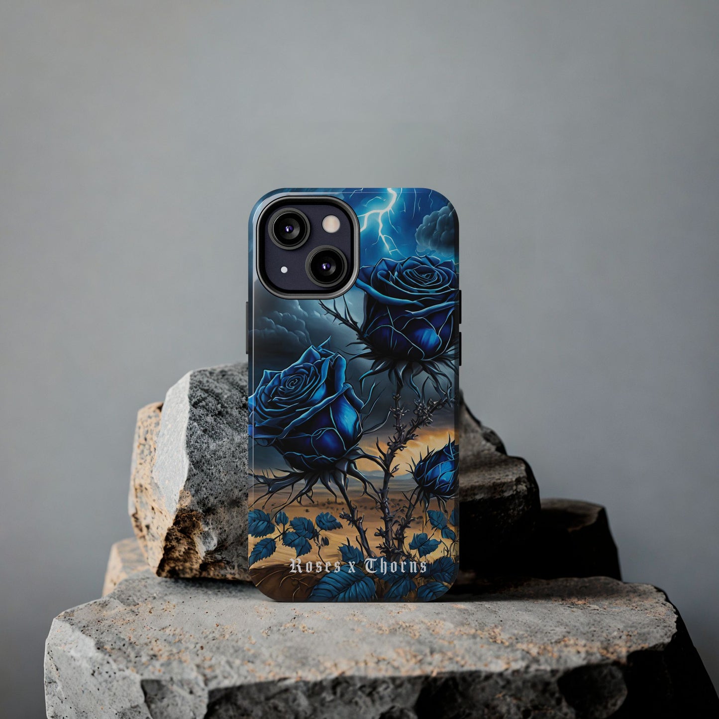 Blue Desert Roses x Thorns Phone Cases